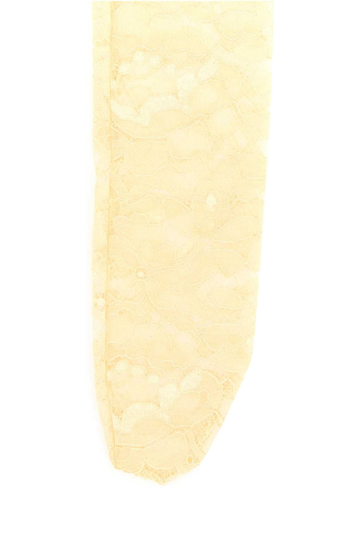 Valentino Garavani Women Cream Stretch Lace Socks VALENTINO GARAVANI