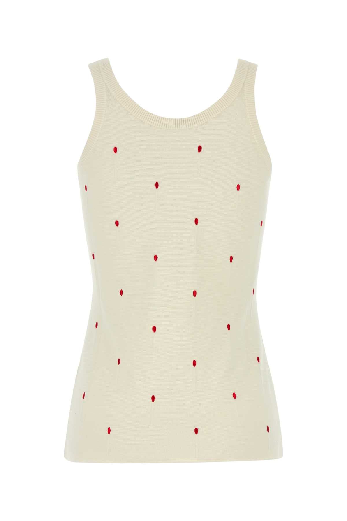 Bottega Veneta Women Ivory Cotton Blend Tank Top BOTTEGA VENETA