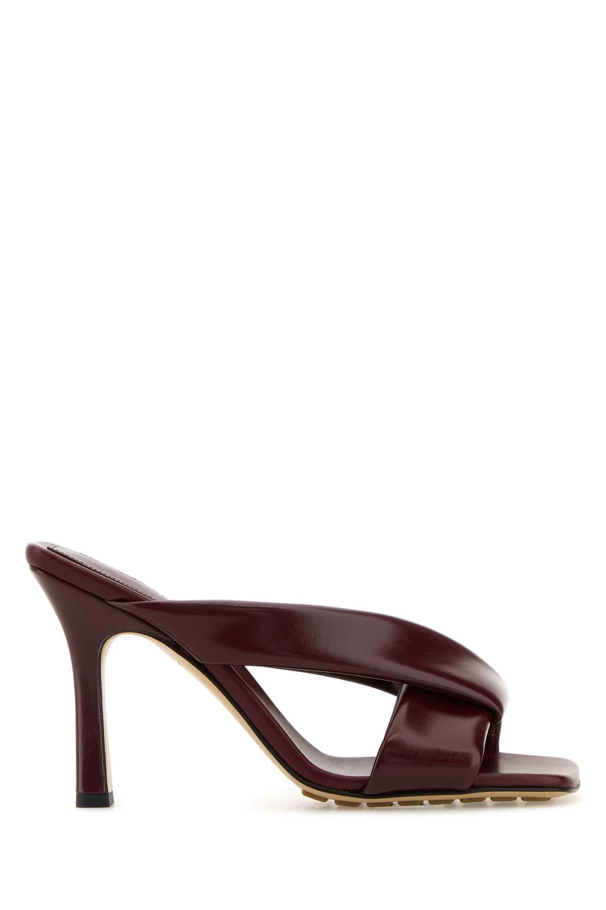 Bottega Veneta Women Burgundy Leather Riva Mules BOTTEGA VENETA