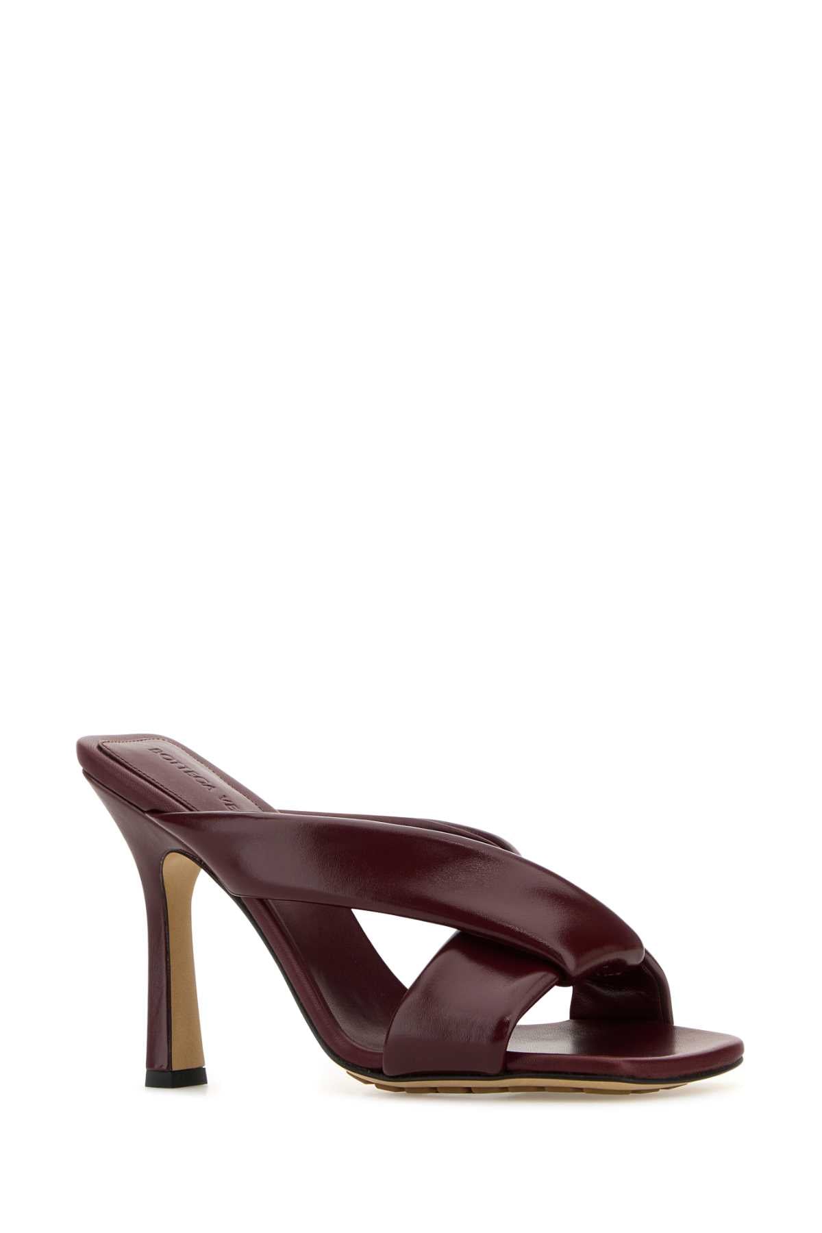 Bottega Veneta Women Burgundy Leather Riva Mules BOTTEGA VENETA