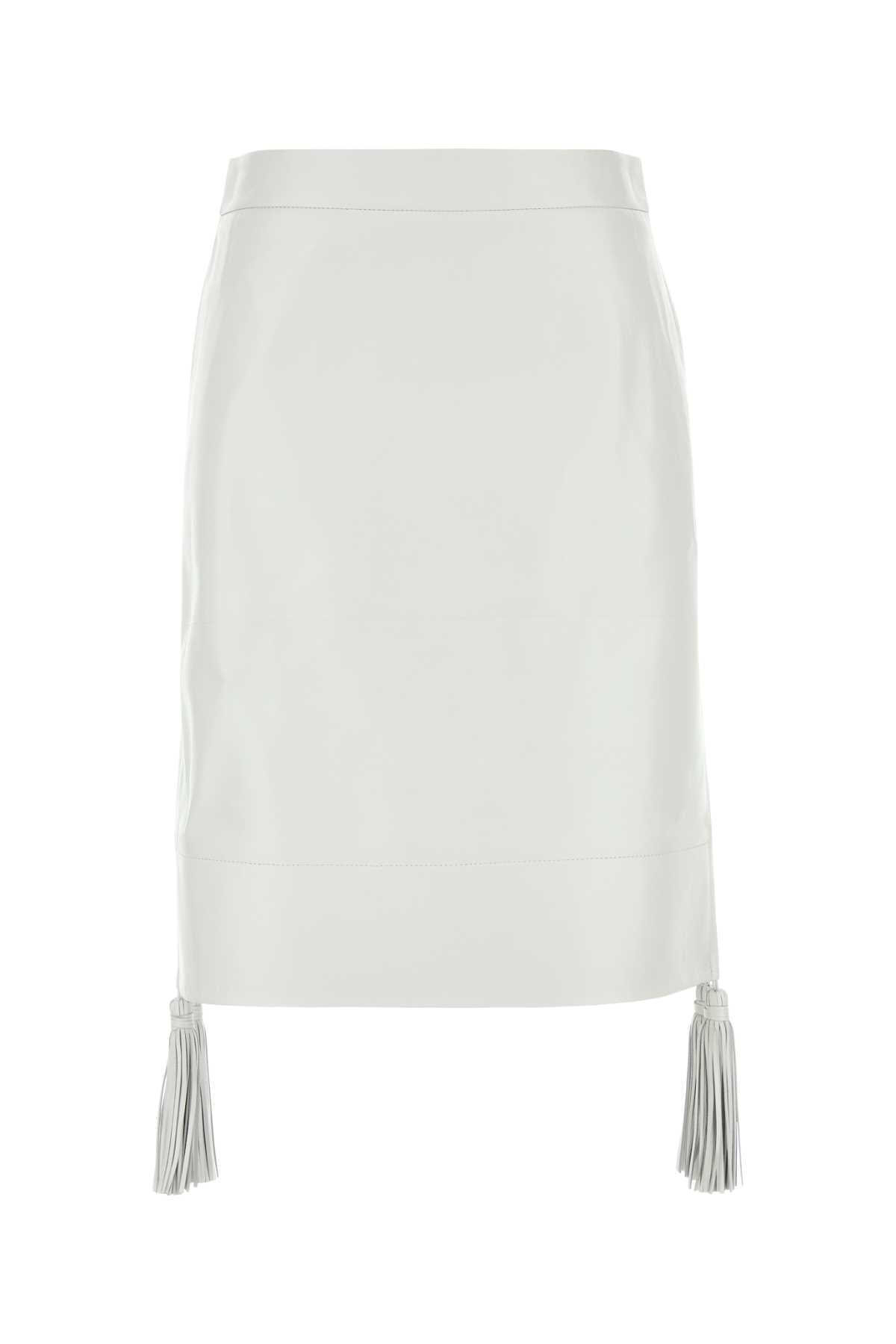 Bottega Veneta Women White Leather Skirt BOTTEGA VENETA