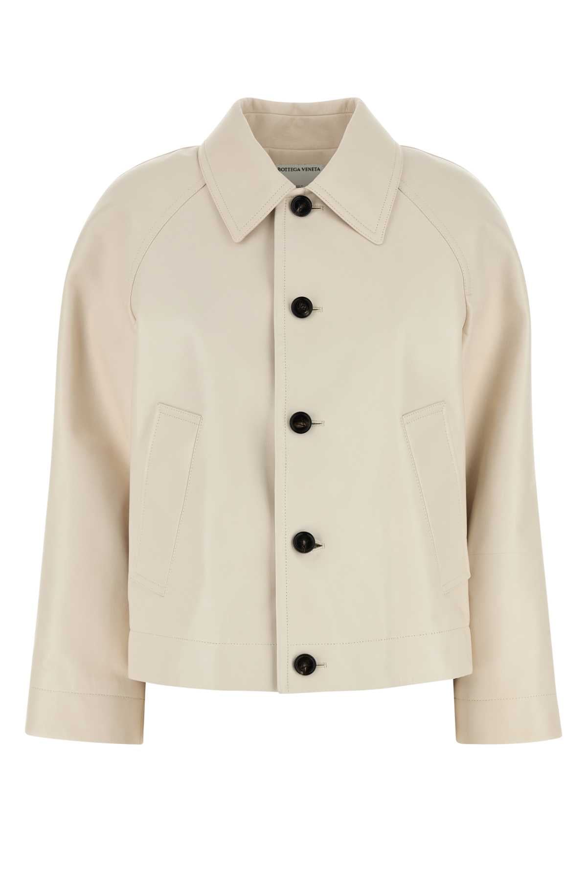 Bottega Veneta Women Ivory Leather Jacket BOTTEGA VENETA
