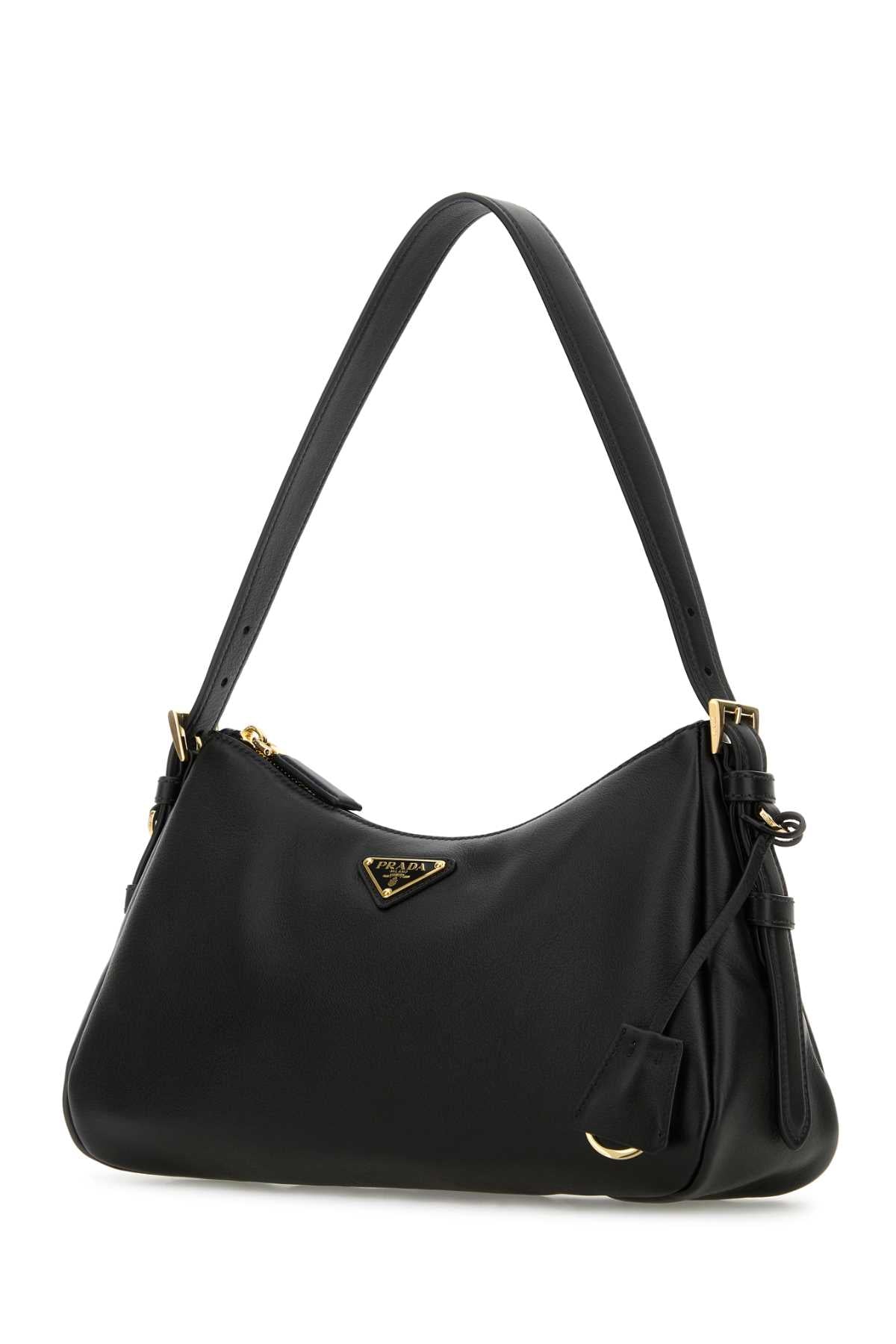 Prada Women Black Leather Medium Aimee Shoulder Bag PRADA