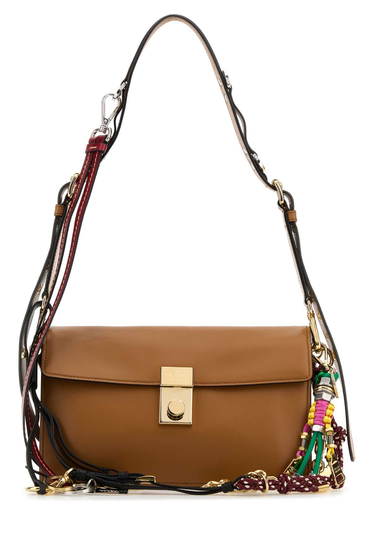 Prada Women Caramel Leather Small Prada Soft Sound Shoulder Bag PRADA