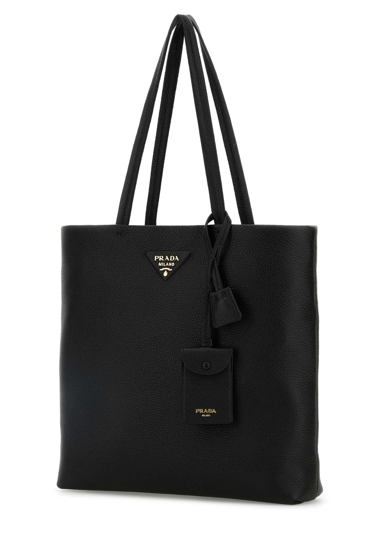 Prada Women Black Leather Shopping Bag PRADA