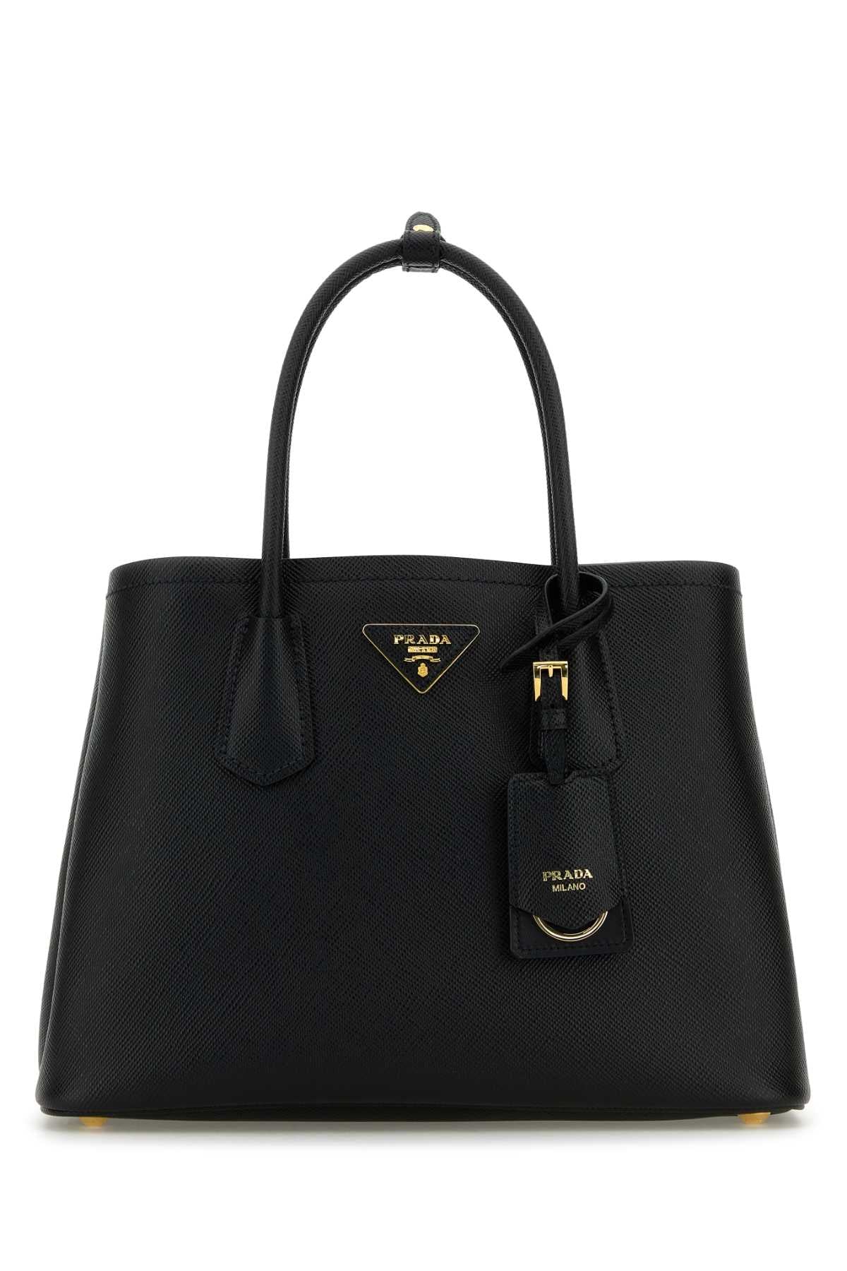 Prada Women Black Leather Small Double Handbag PRADA