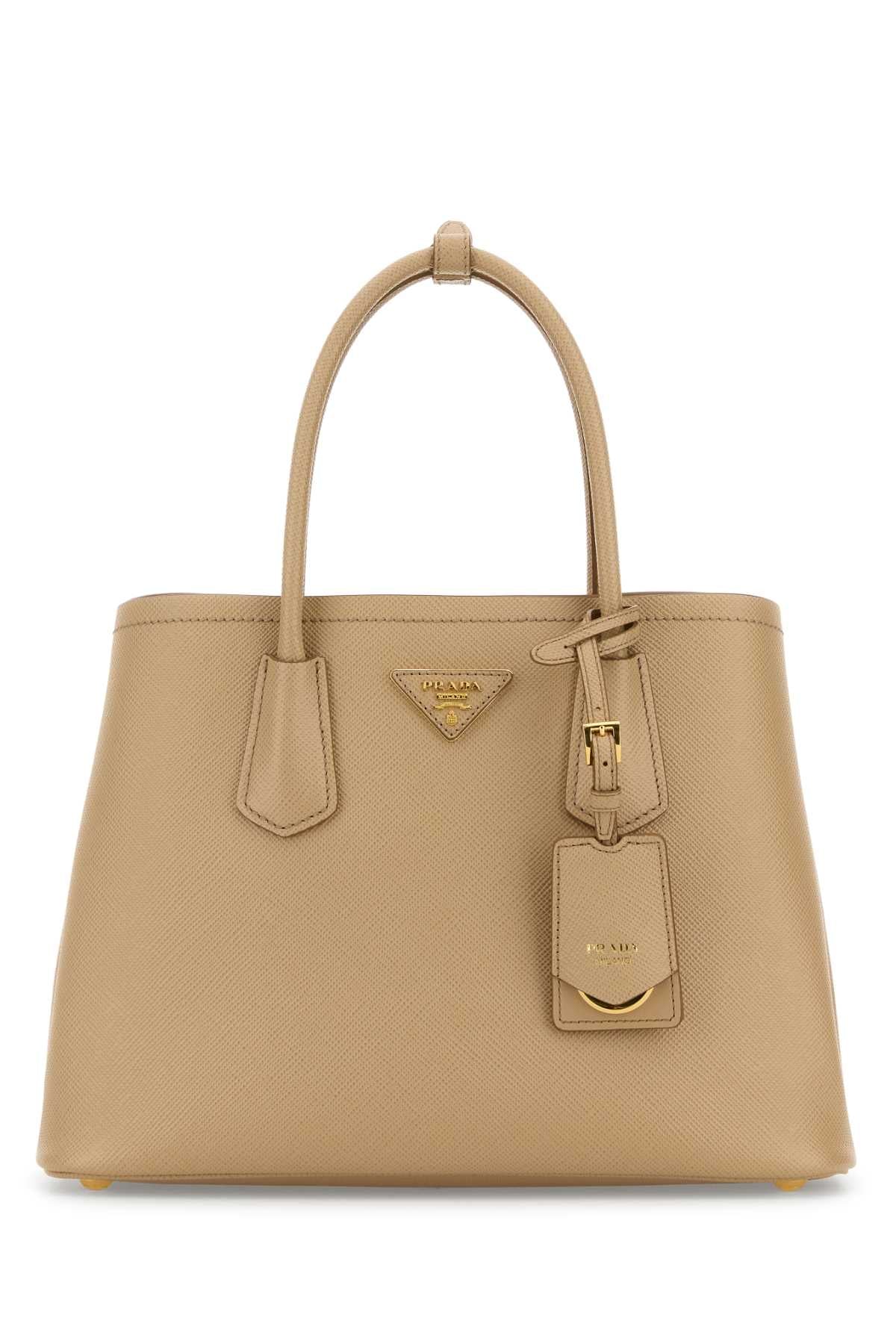 Prada Women Sand Leather Small Double Handbag PRADA