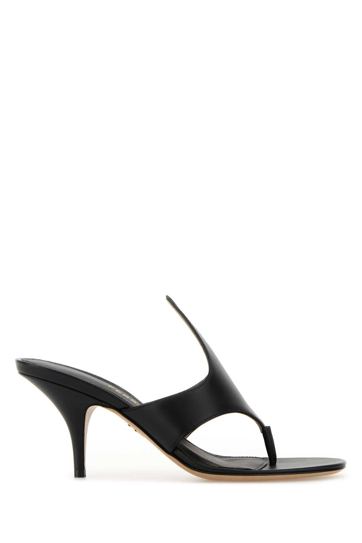Salvatore Ferragamo Women Black Leather Lyrai Thong Mules FERRAGAMO