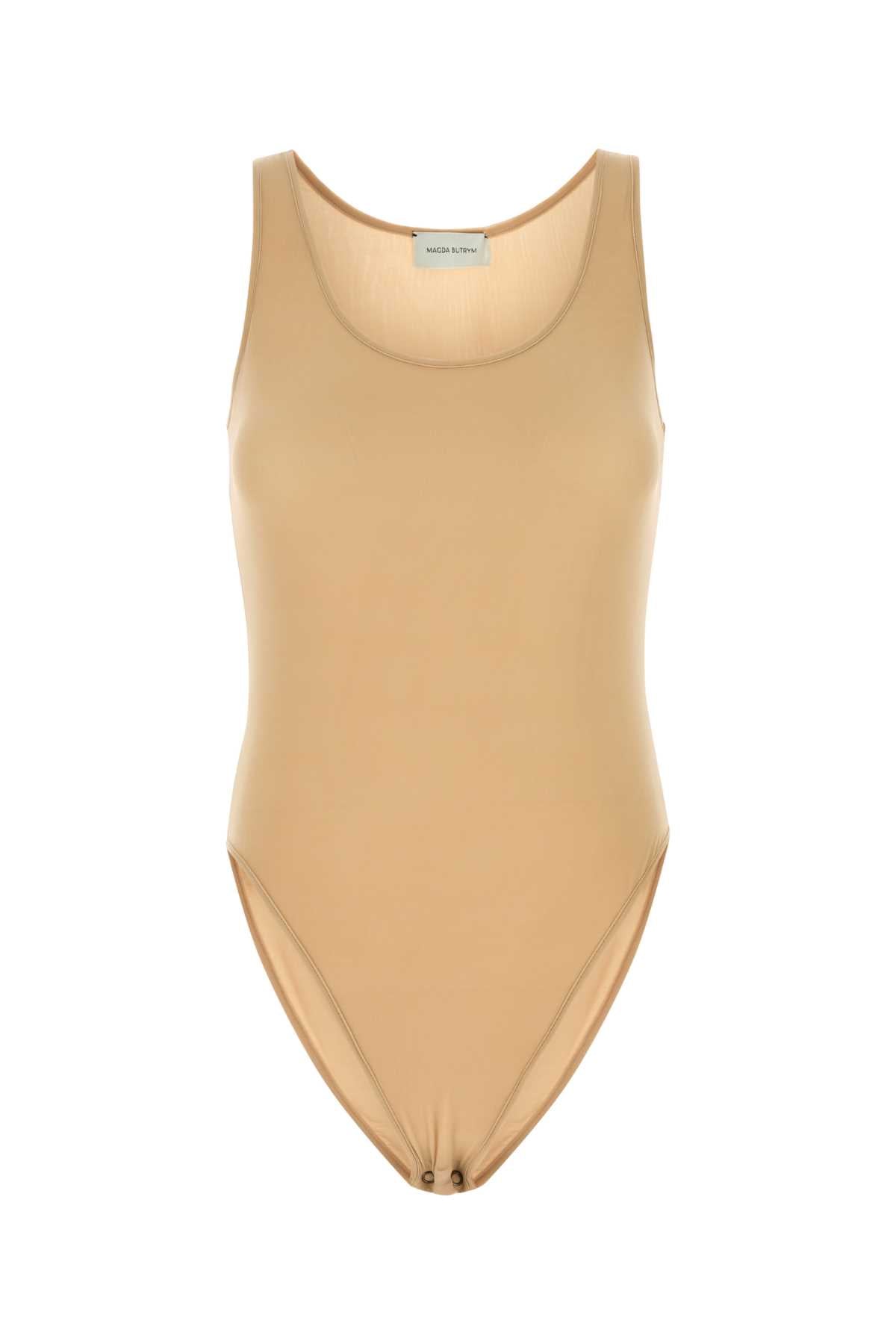 Magda Butrym Women Beige Stretch Cupro Bodysuit MAGDA BUTRYM