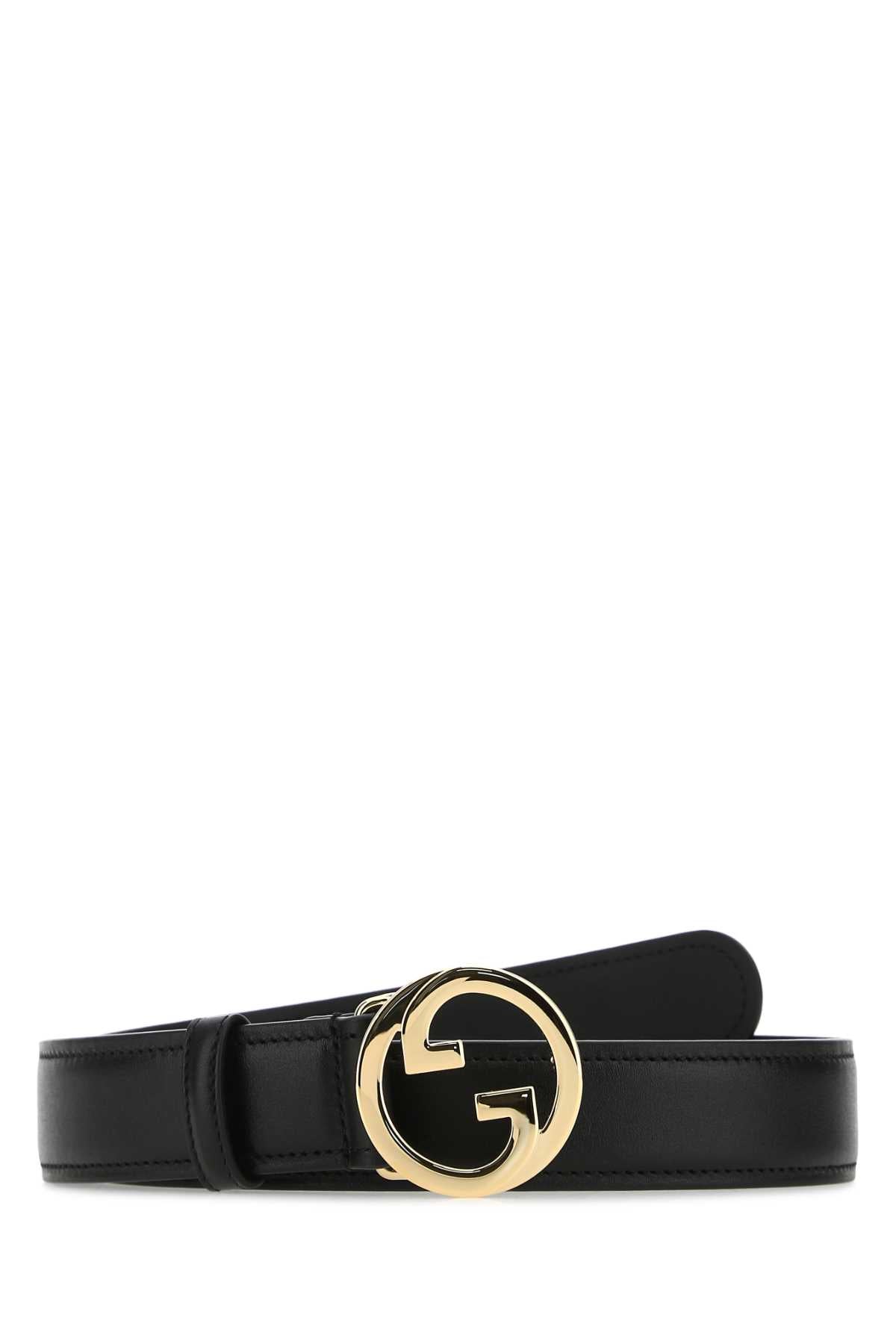 Gucci Women Black Leather Gucci Blondie Belt GUCCI