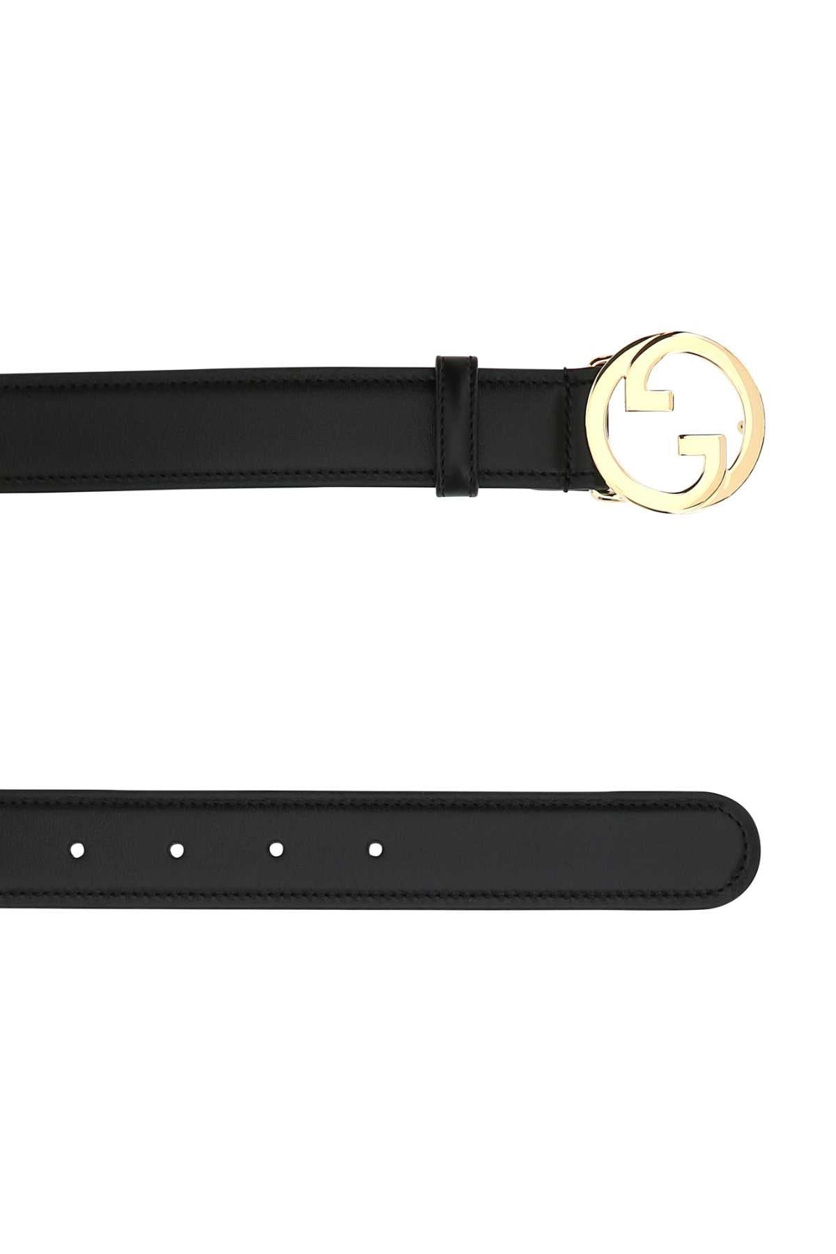 Gucci Women Black Leather Gucci Blondie Belt GUCCI