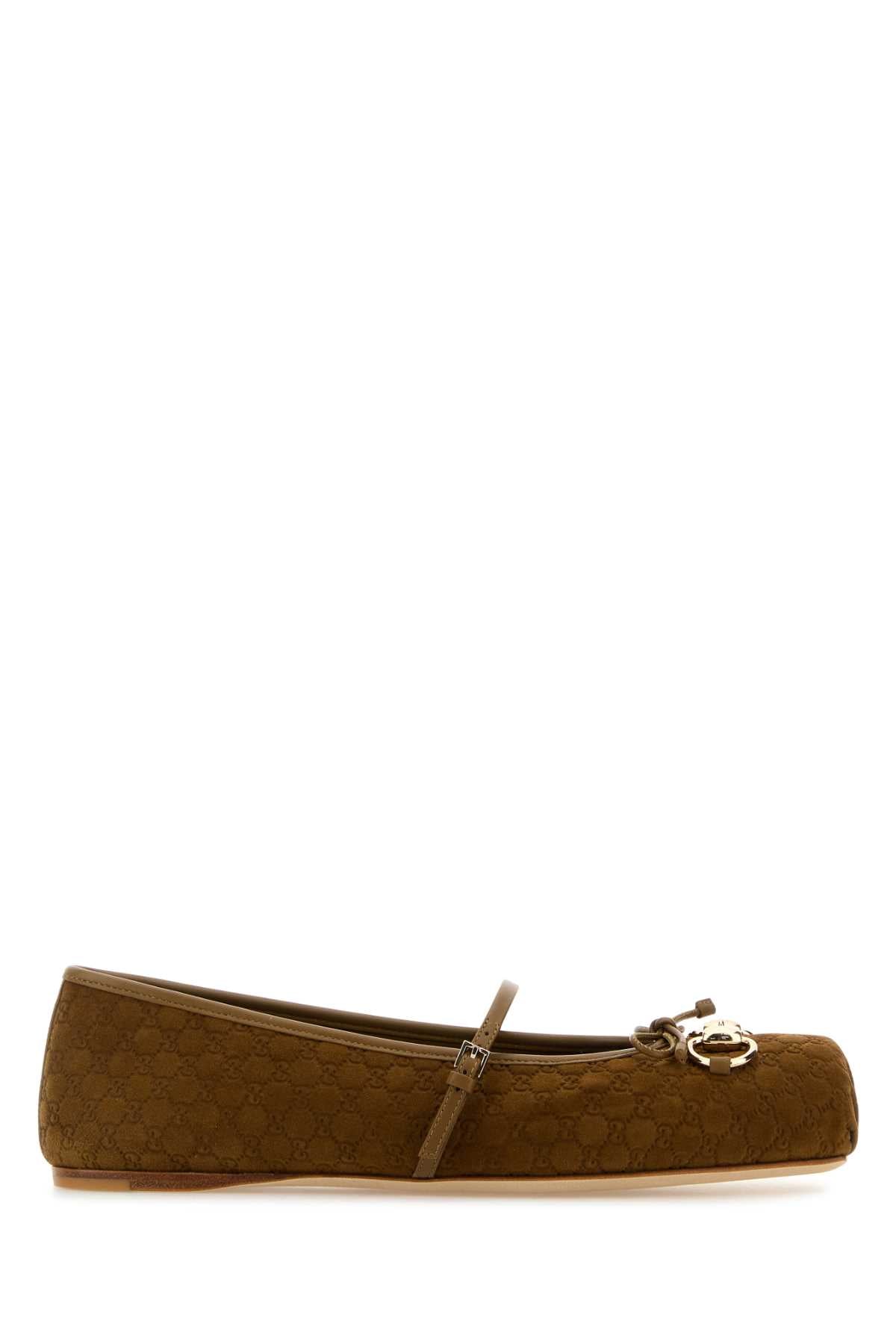 Gucci Women Biscuit Suede Ballerinas GUCCI