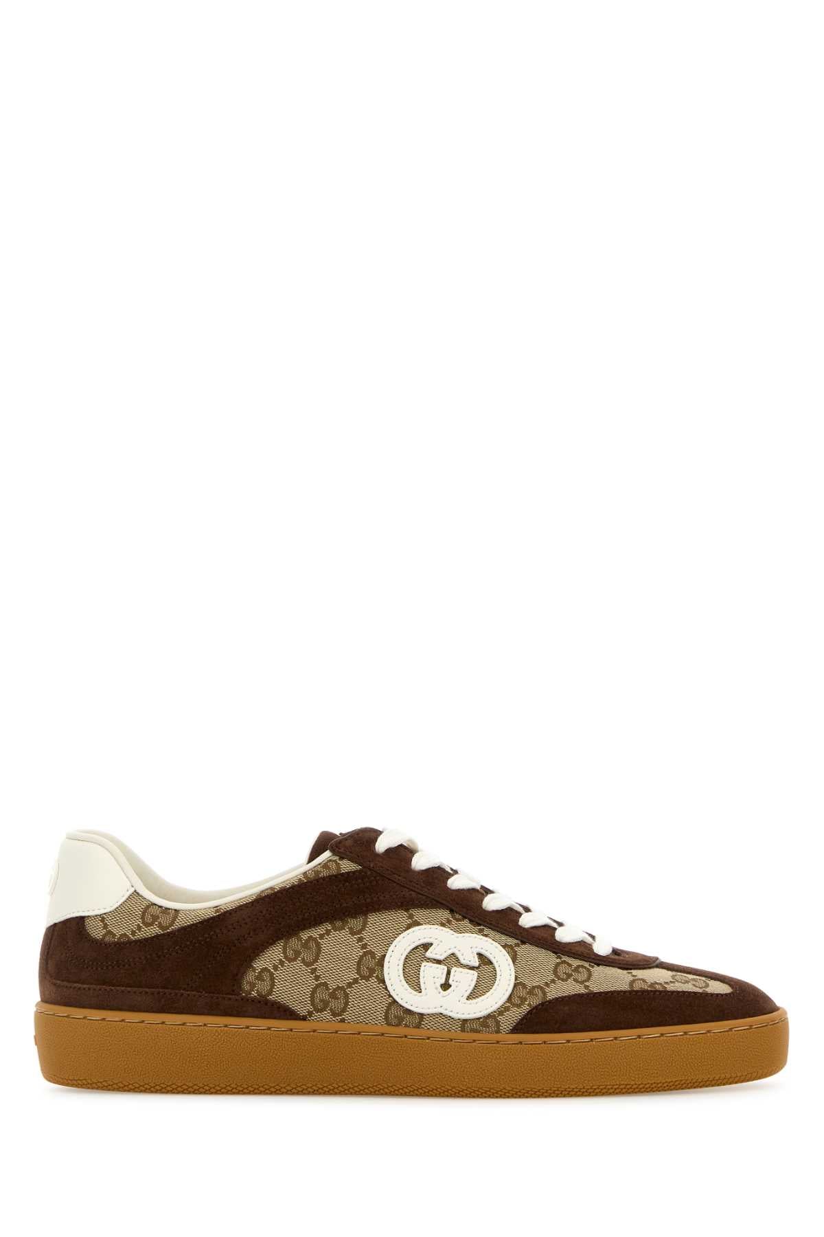 Gucci Men Gg Fabric And Suede Sneakers GUCCI
