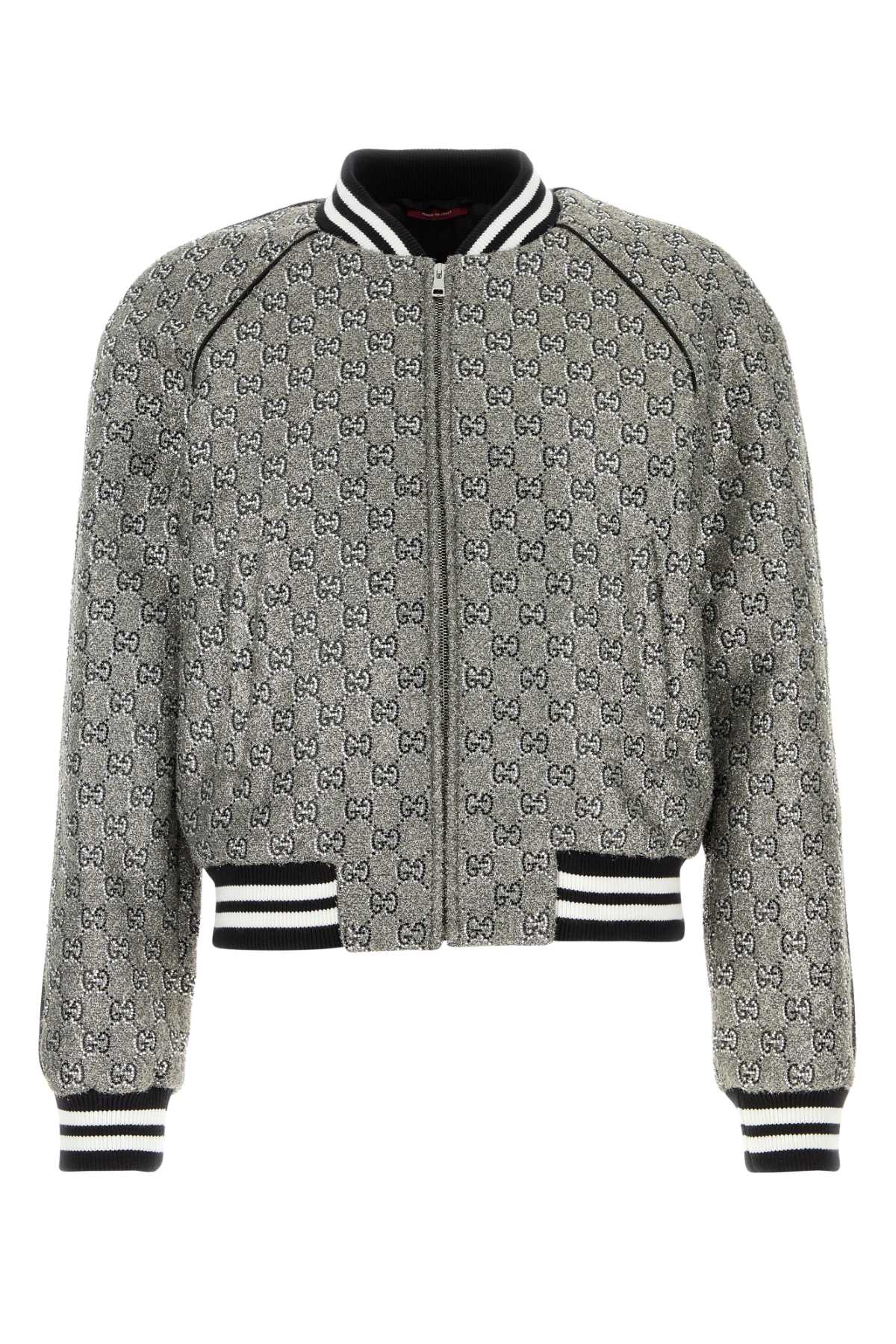 Gucci Men Embellished Tweed Bomber Jacket GUCCI