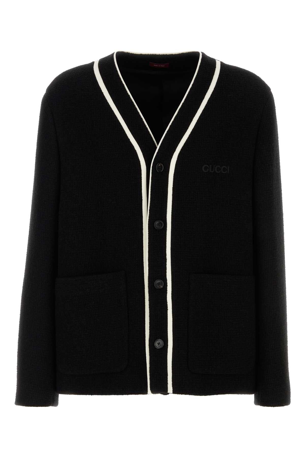 Gucci Men Black Wool Blend Cardigan GUCCI