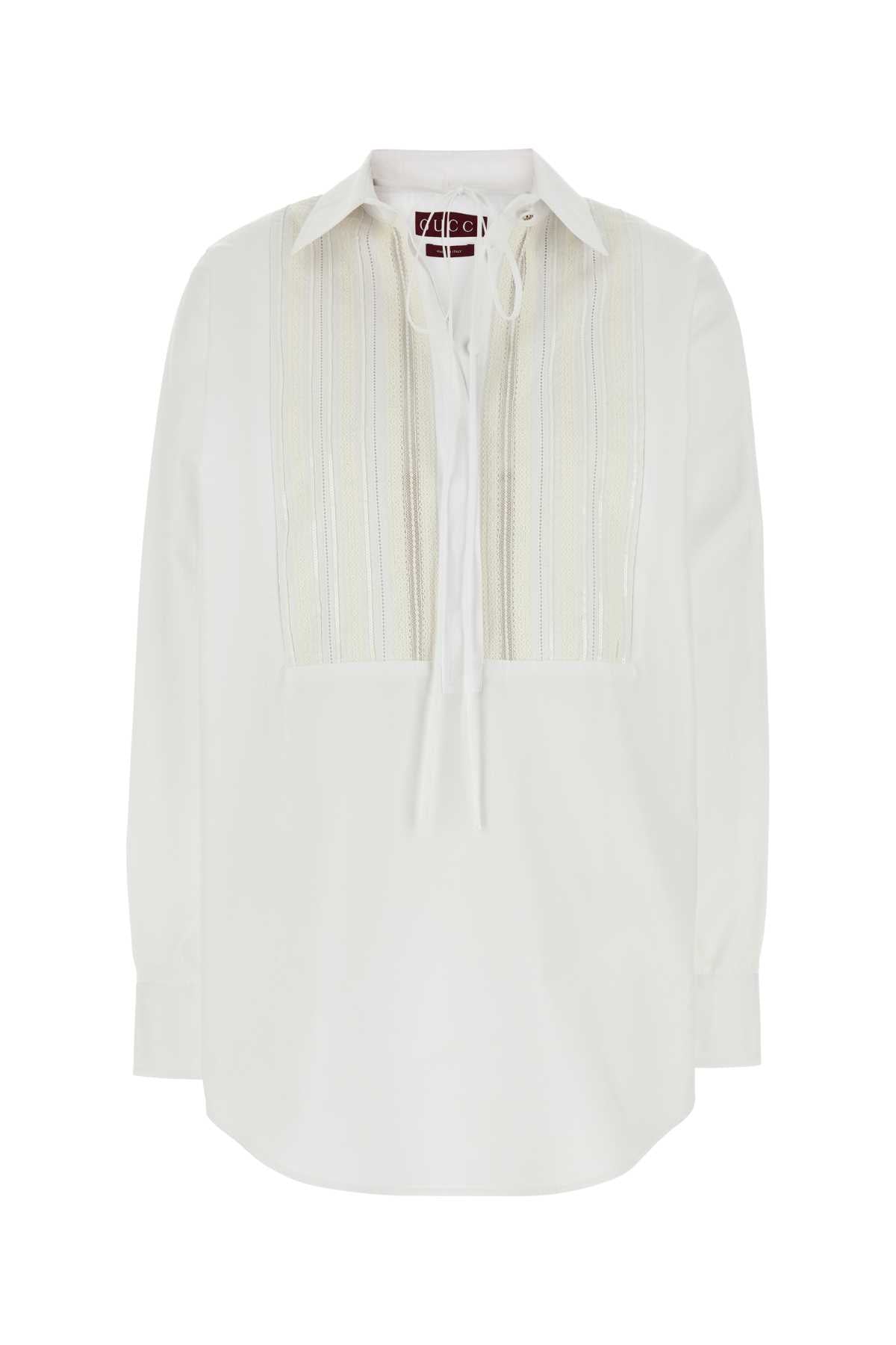 Gucci Women White Poplin Oversize Shirt GUCCI