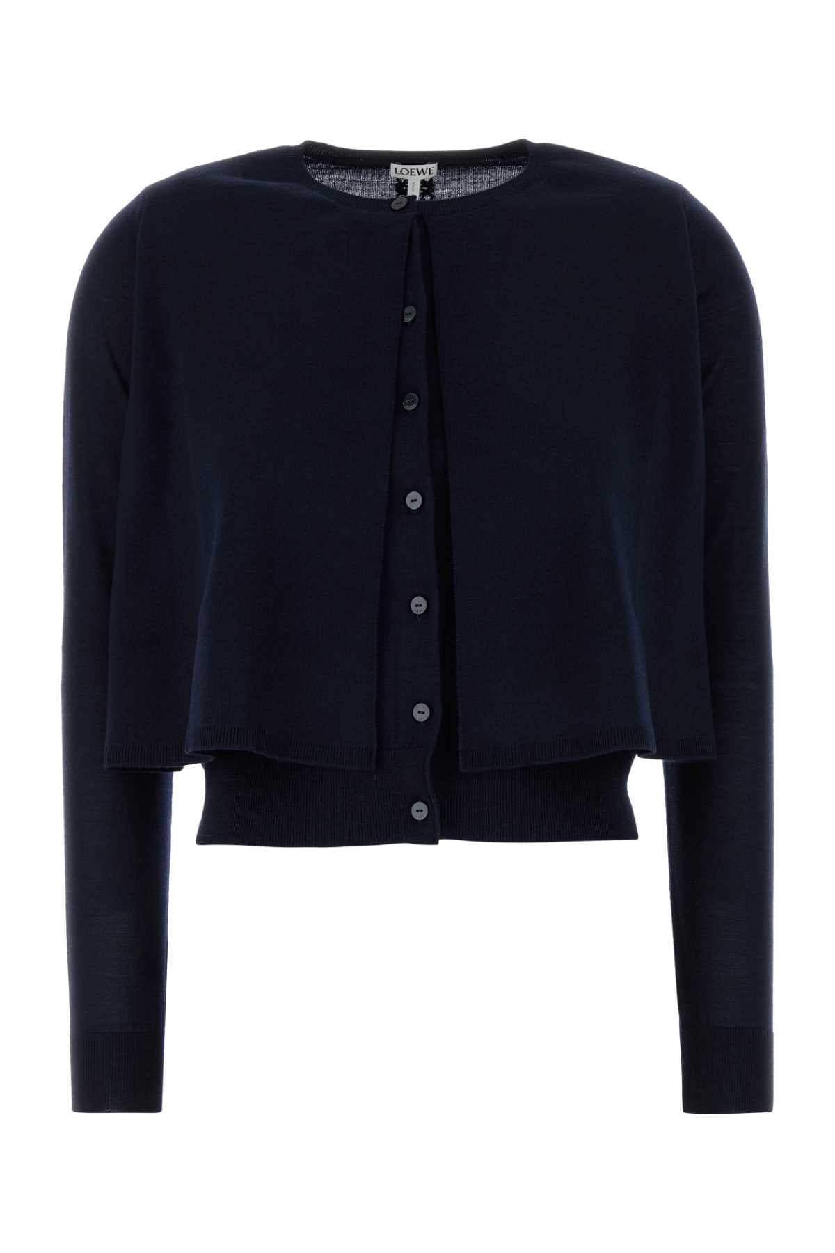 Loewe Women Midnight Blue Wool Cardigan LOEWE