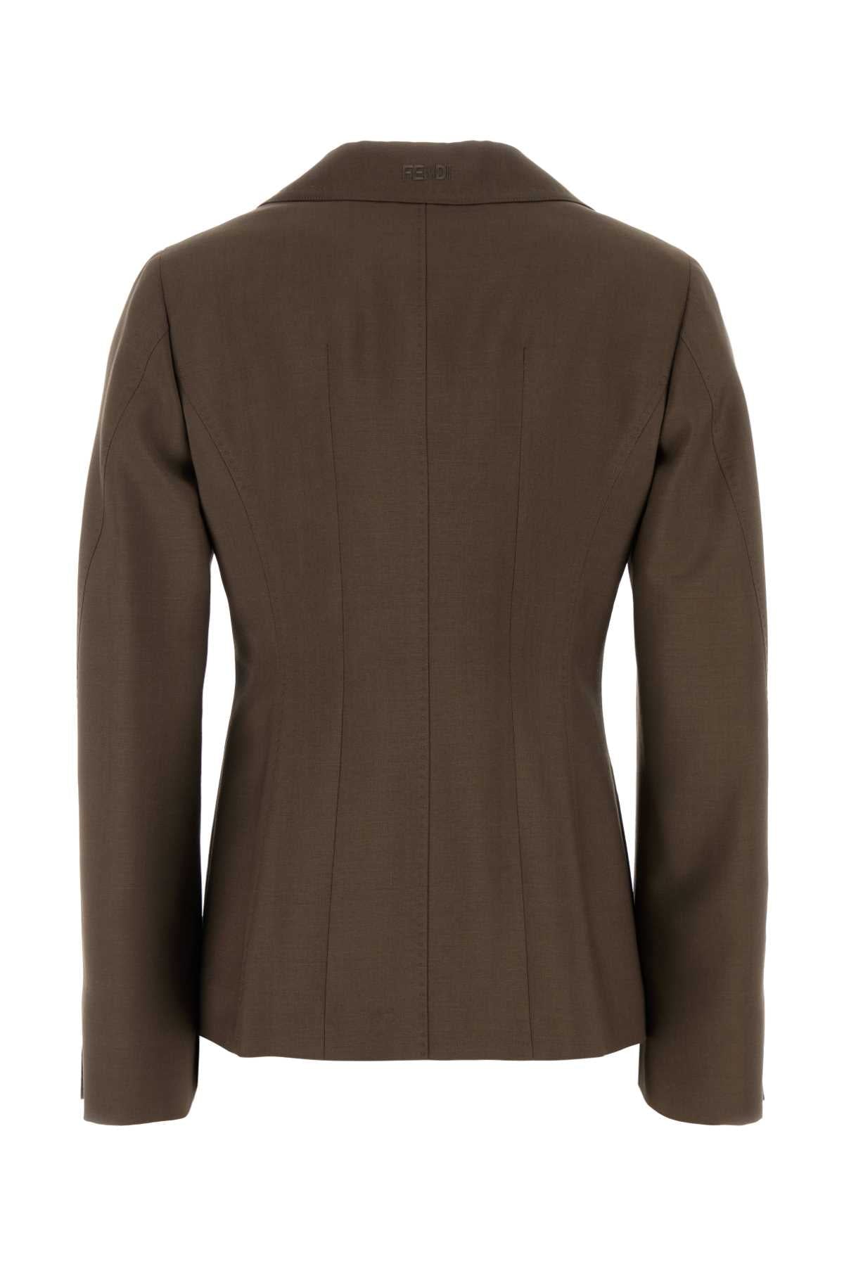 Fendi Women Mud Wool Blend Blazer FENDI