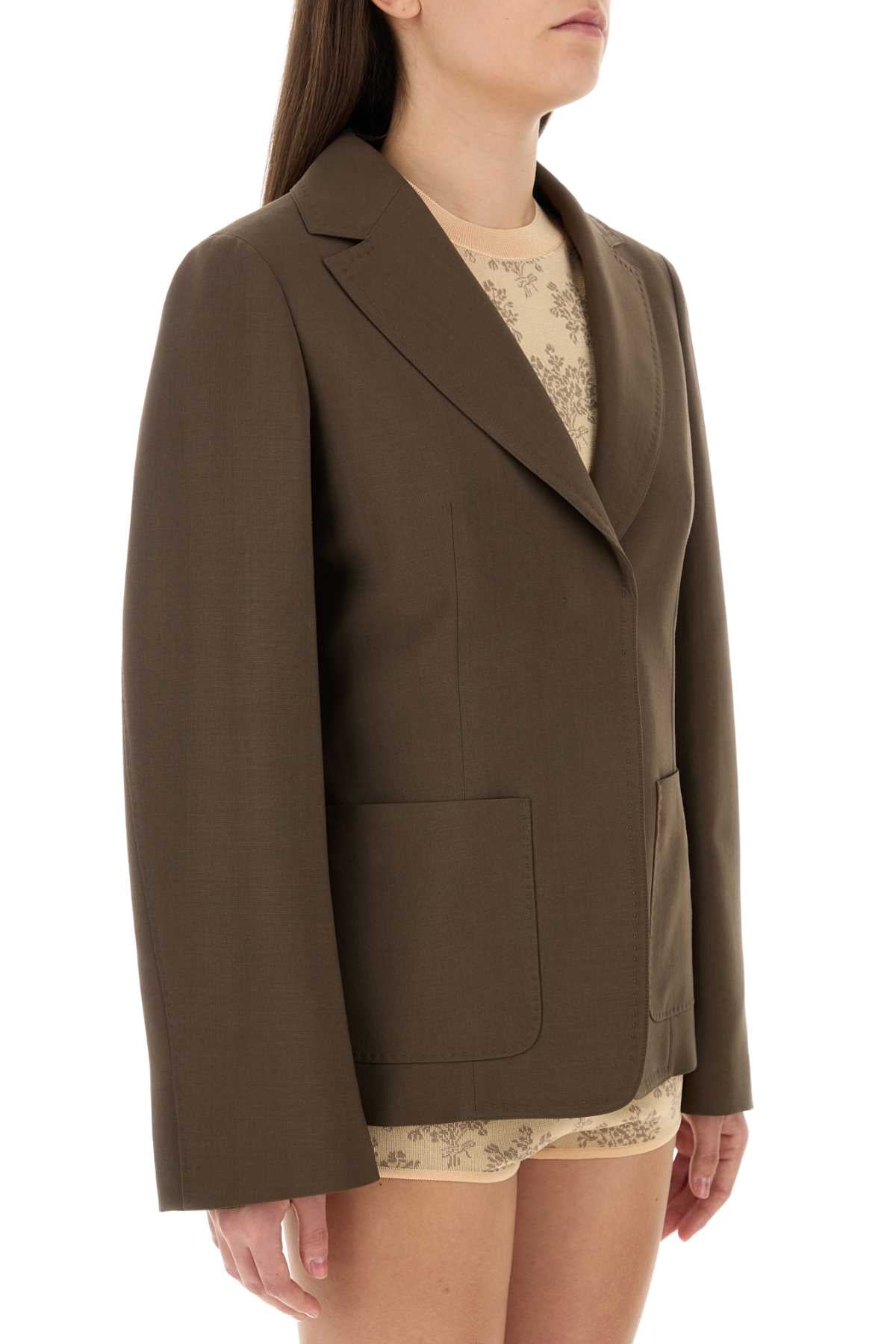 Fendi Women Mud Wool Blend Blazer FENDI