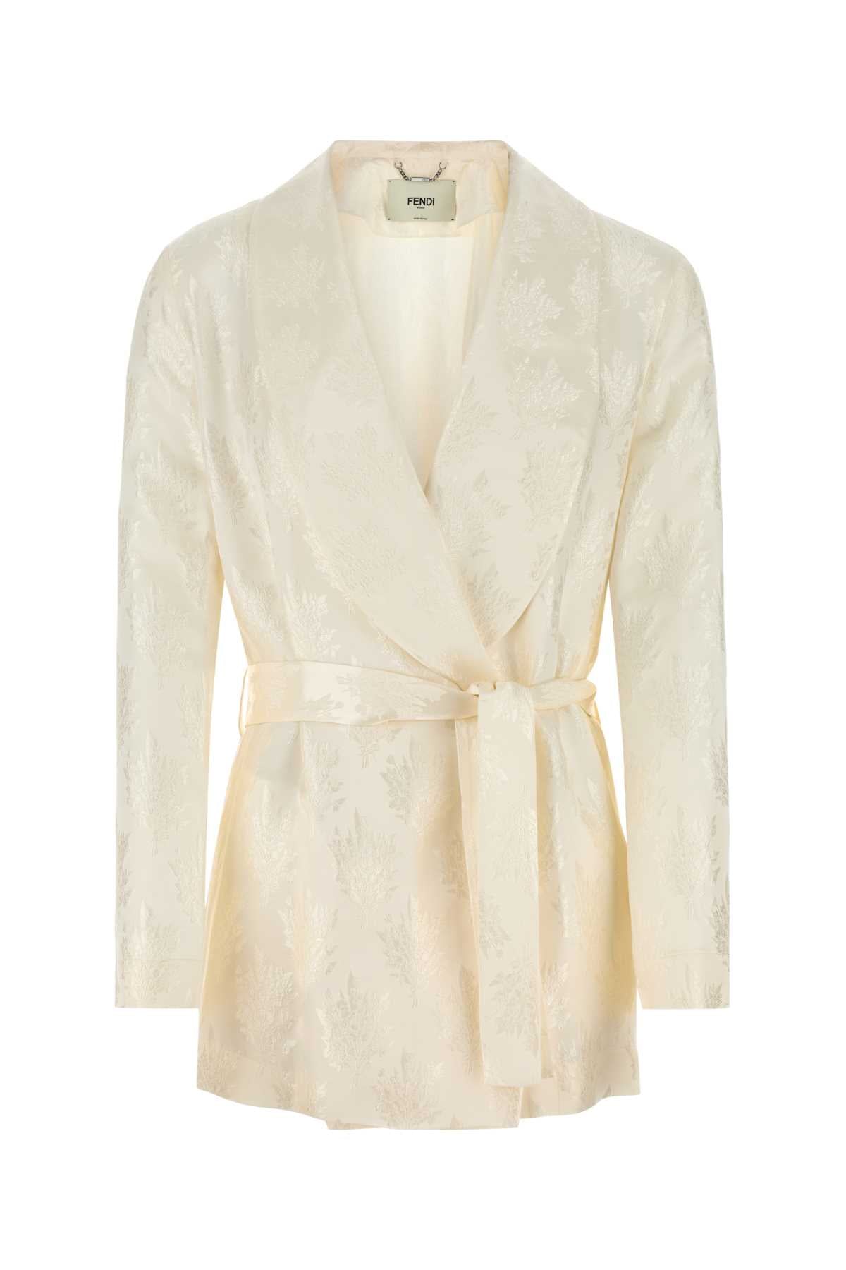 Fendi Women White Silk Blazer FENDI