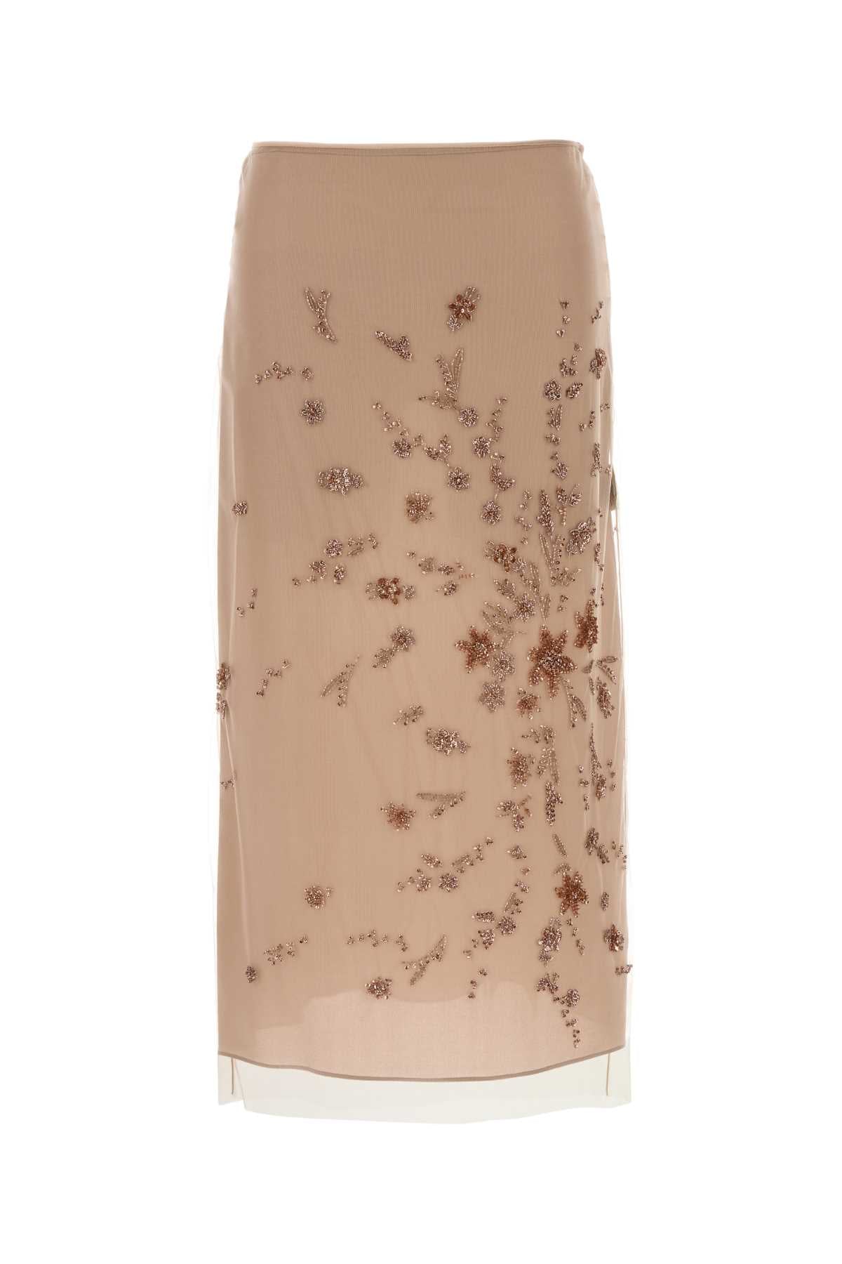 Fendi Women Antiqued Pink Tulle Skirt FENDI