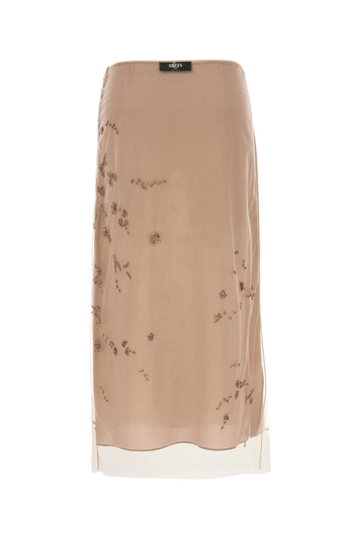 Fendi Women Antiqued Pink Tulle Skirt FENDI