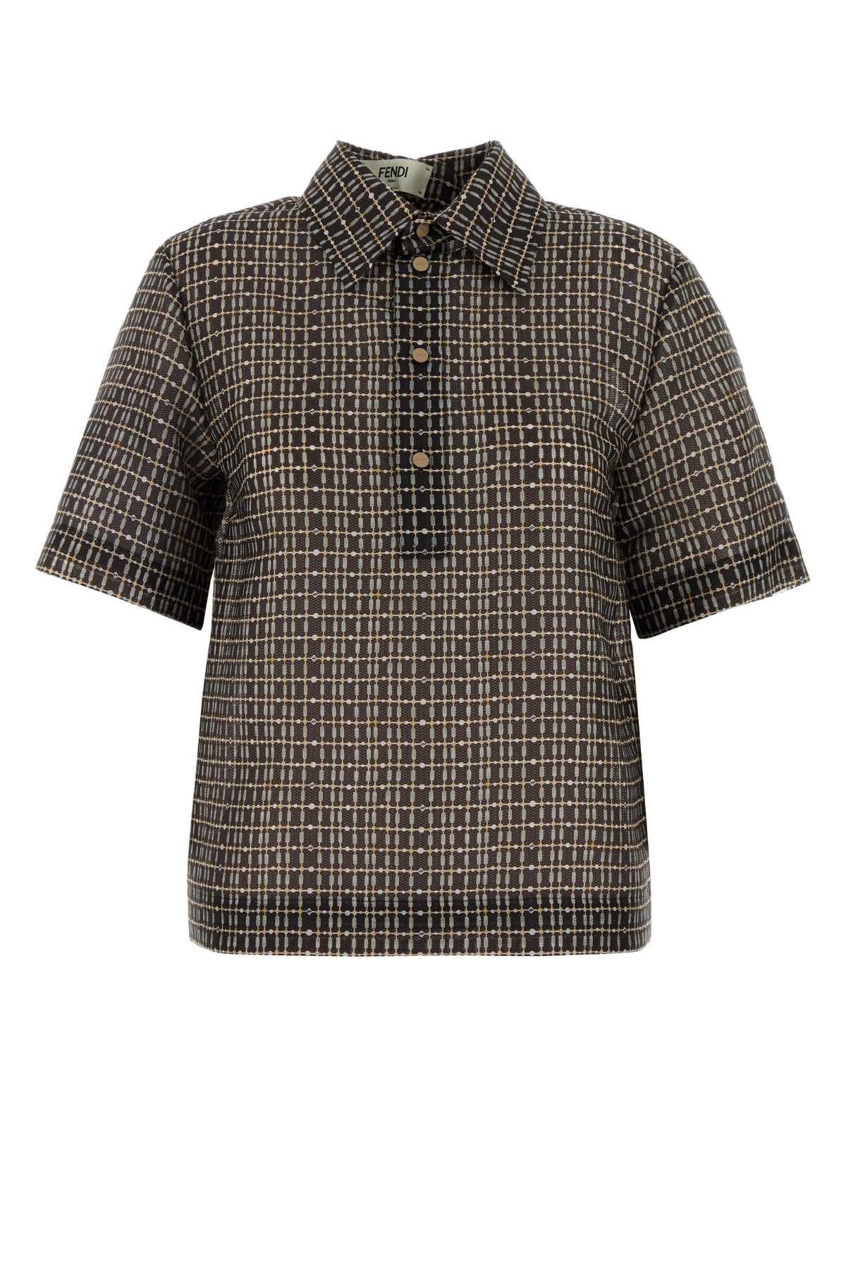 Fendi Women Printed Silk Blend Polo Shirt FENDI
