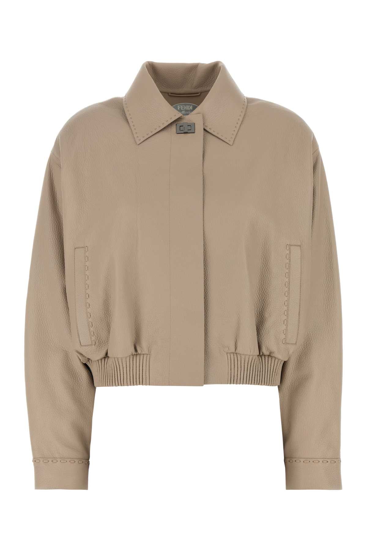 Fendi Women Cappuccino Leather Jacket FENDI