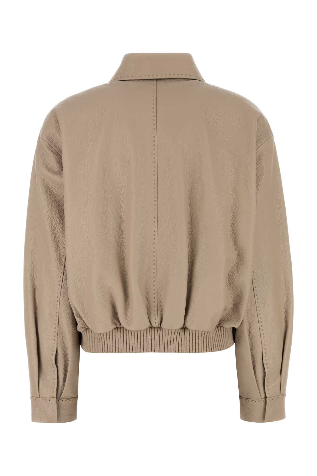 Fendi Women Cappuccino Leather Jacket FENDI
