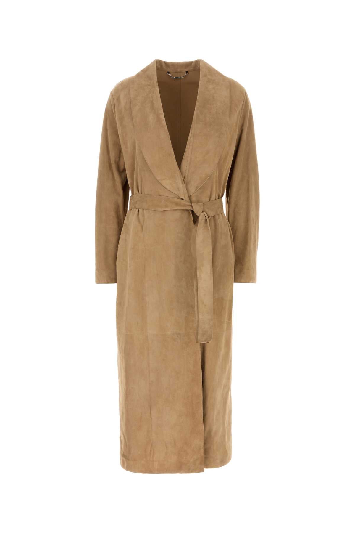 Fendi Women Camel Suede Coat