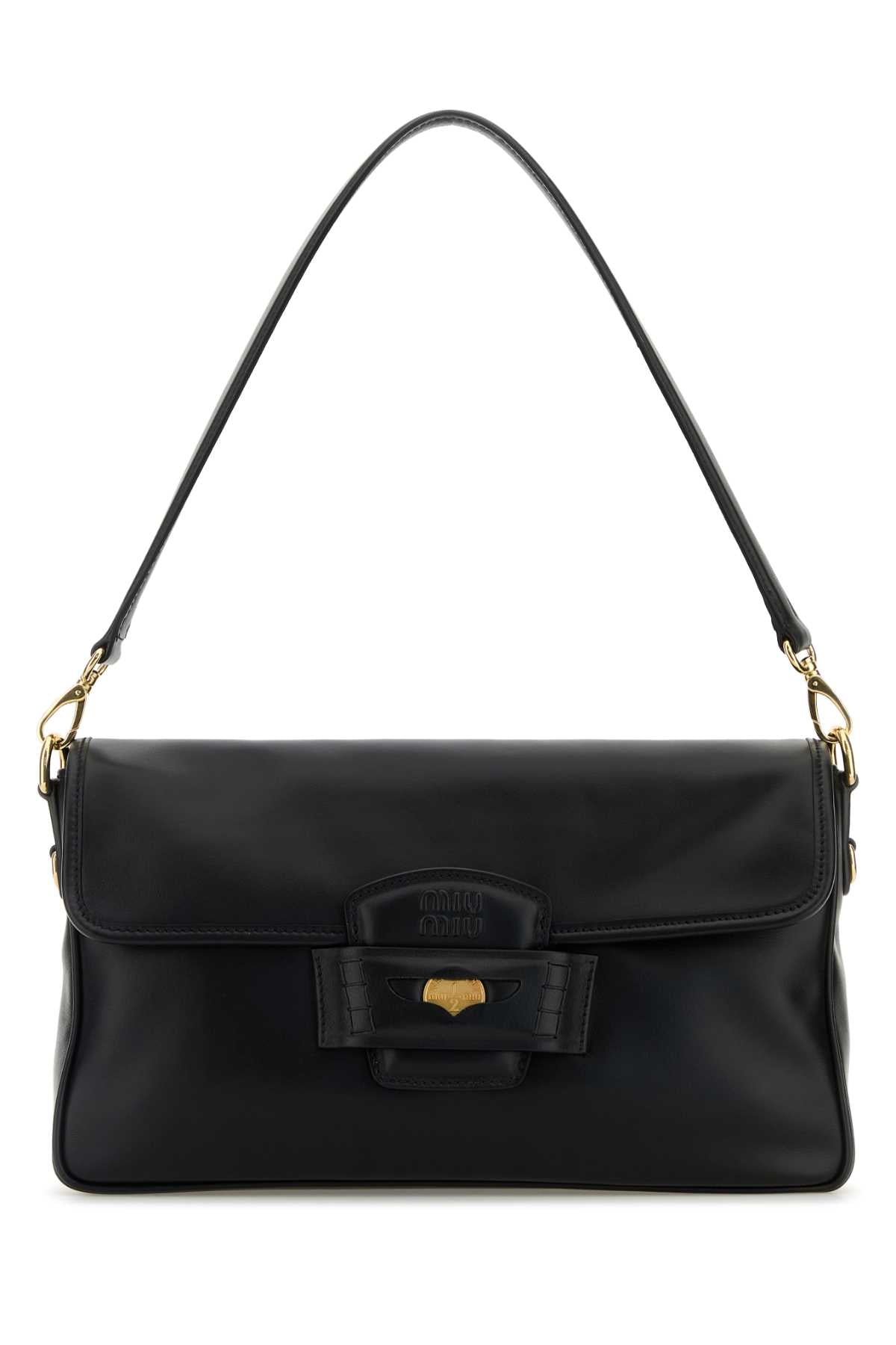 Miu Miu Women Black Leather Penny Shoulder Bag MIU MIU