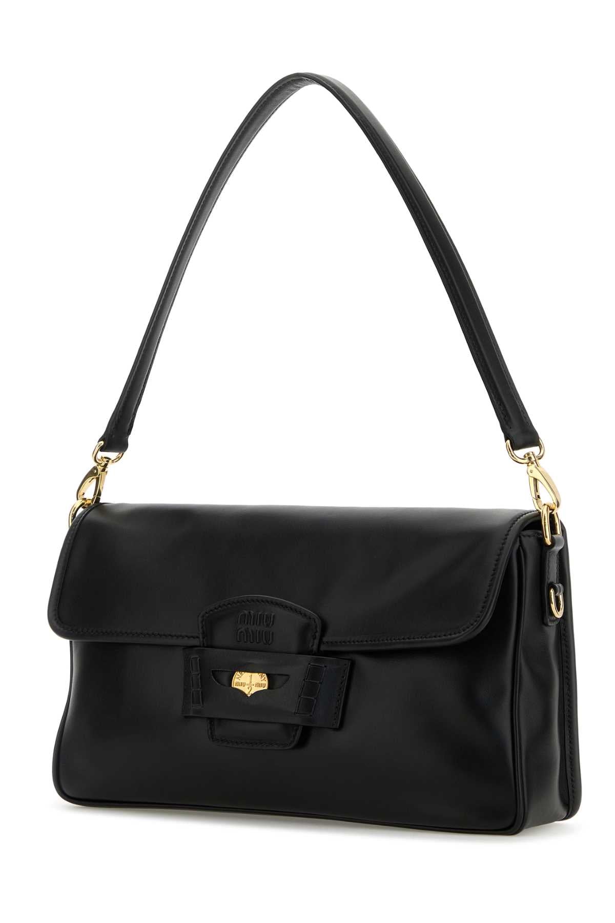 Miu Miu Women Black Leather Penny Shoulder Bag MIU MIU
