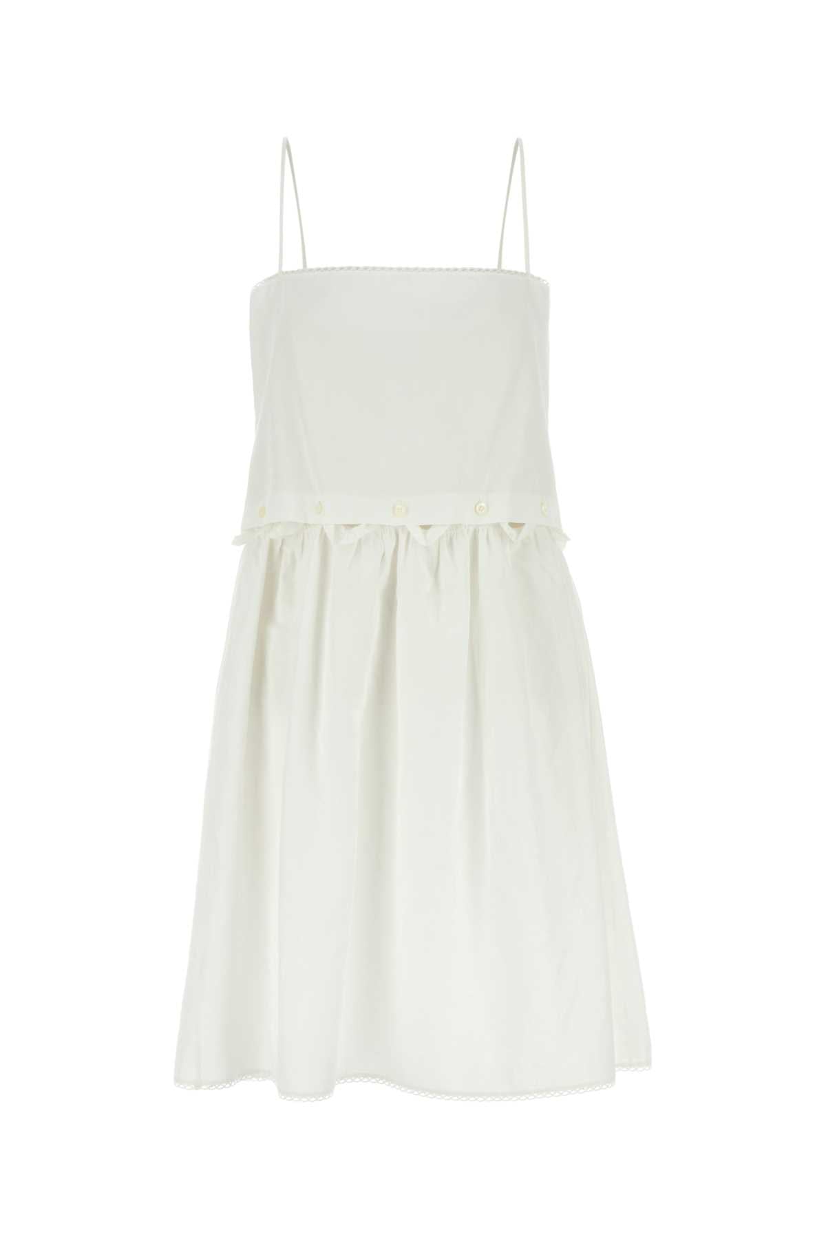 Miu Miu Women White Poplin Mini Dress MIU MIU