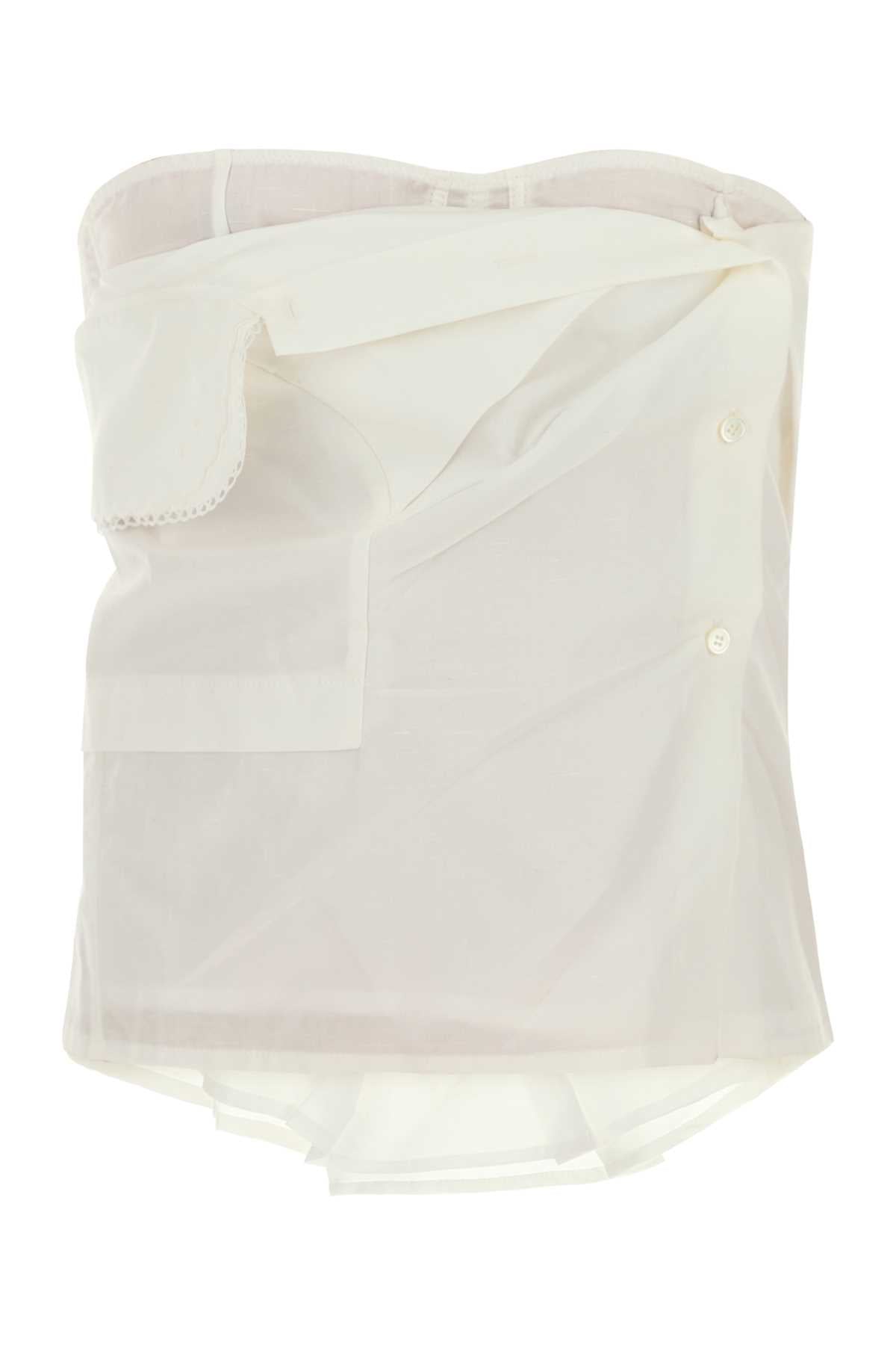 Miu Miu Women White Poplin Top MIU MIU