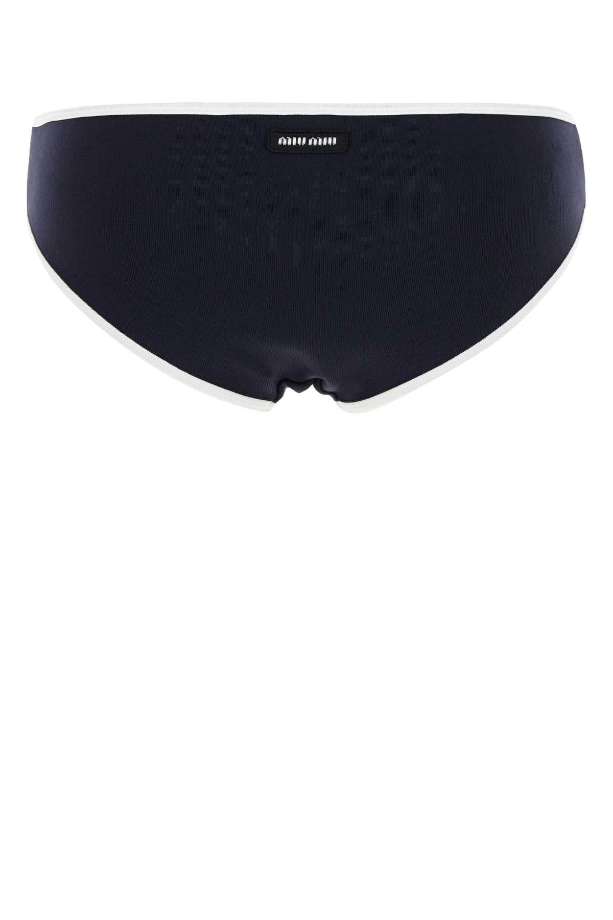 Miu Miu Women Midnight Blue Stretch Nylon Bikini Bottom MIU MIU