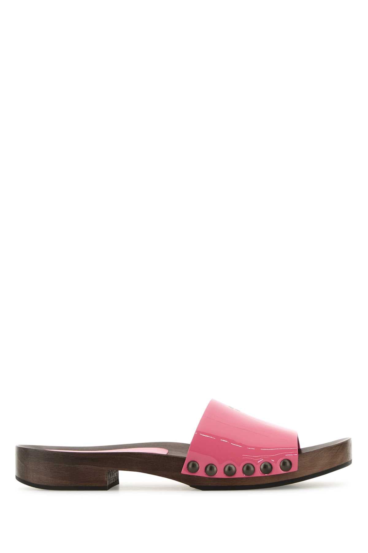 Miu Miu Women Fuchsia Leather Clogs MIU MIU