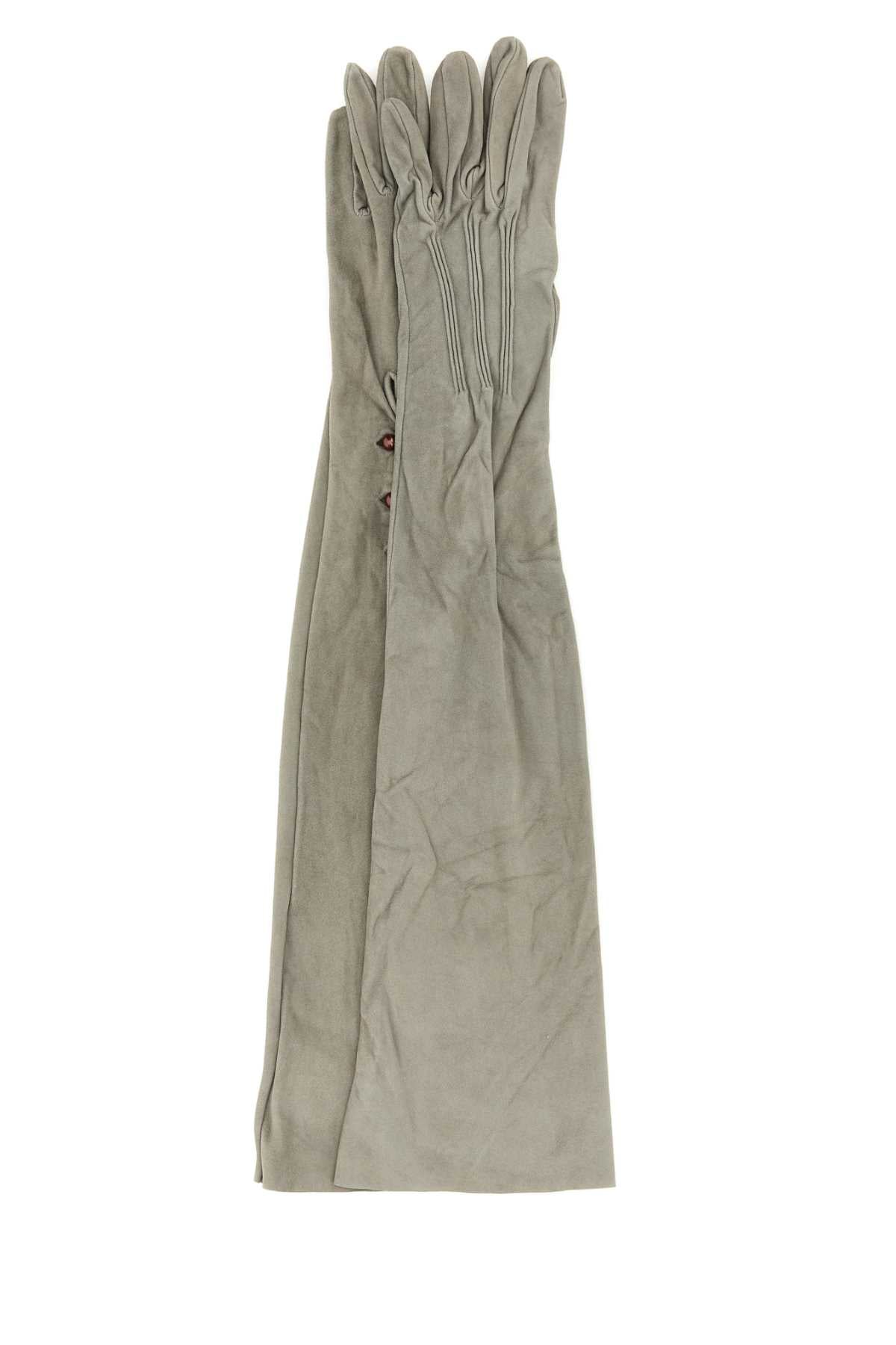 Prada Women Ligh Grey Suede Long Gloves PRADA