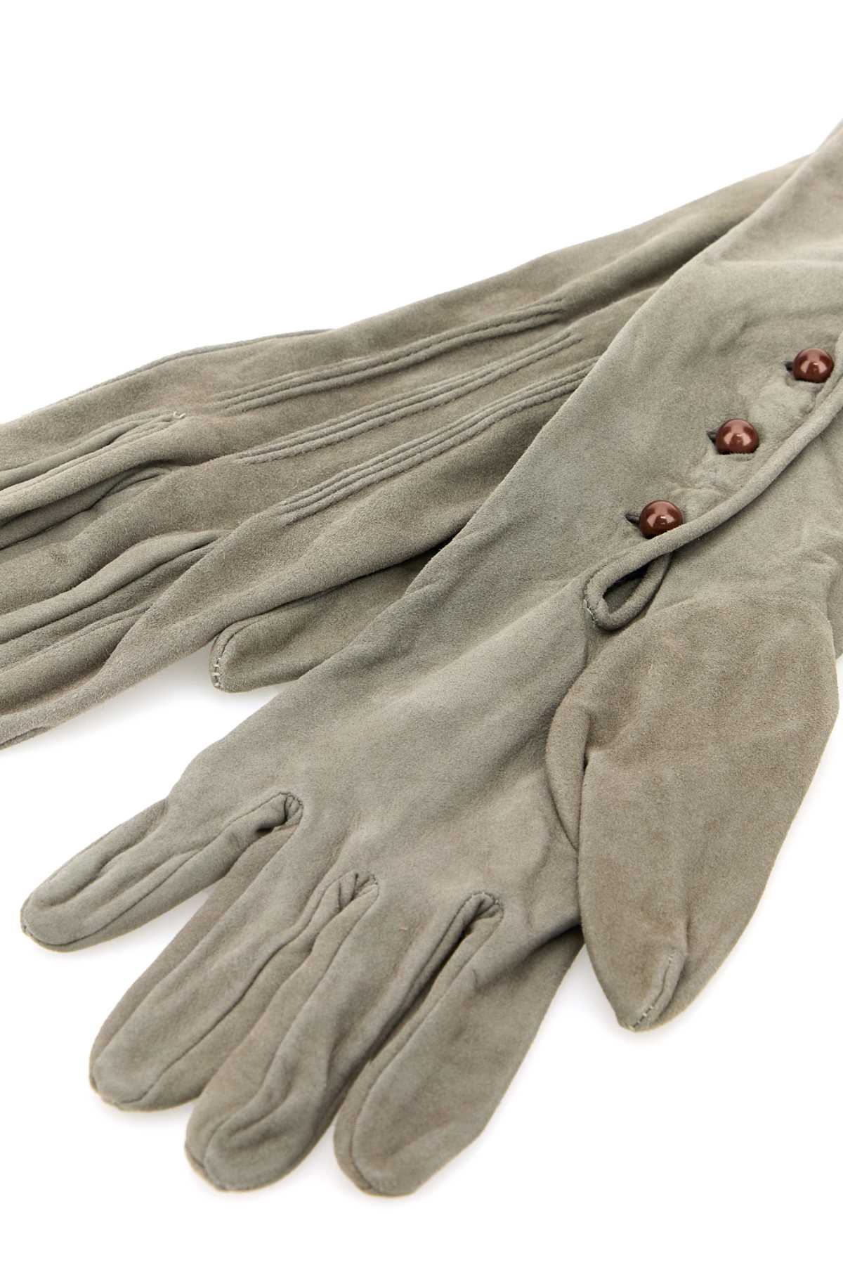 Prada Women Ligh Grey Suede Long Gloves PRADA