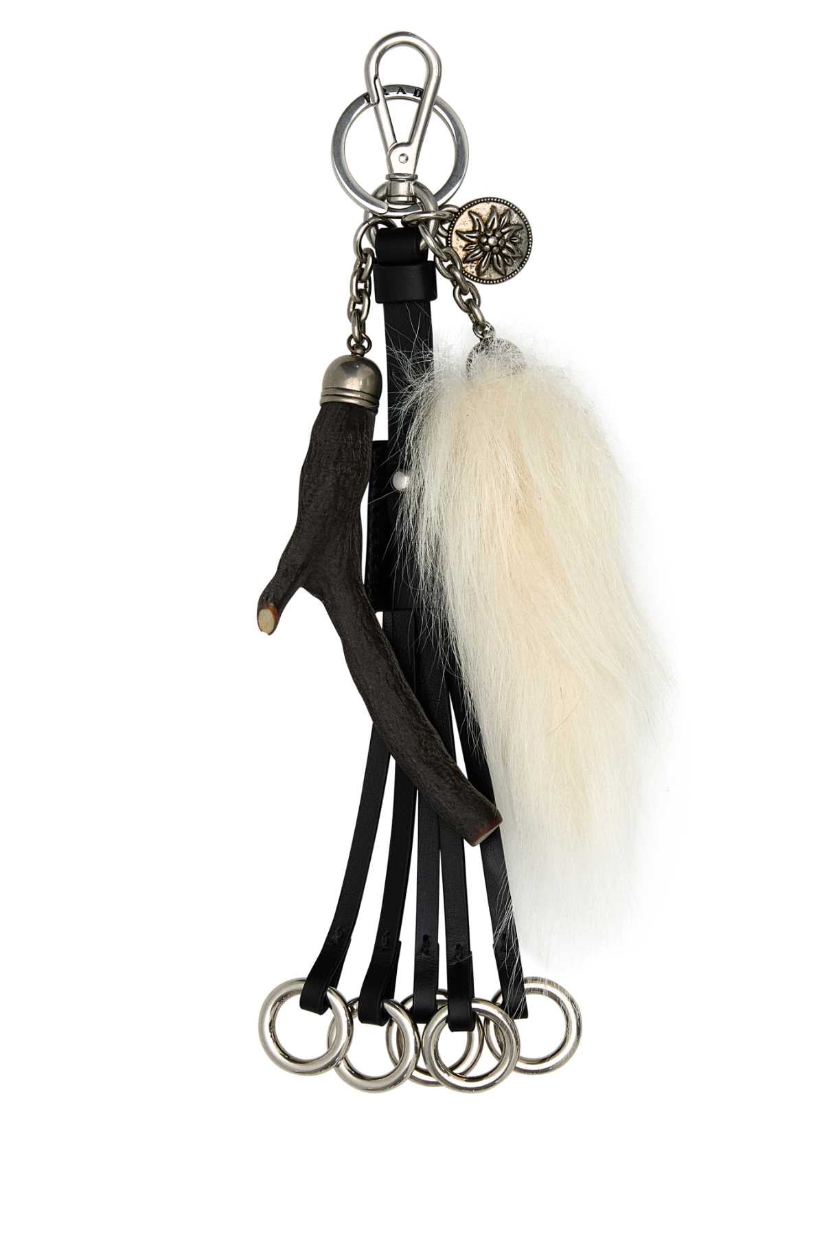 Prada Women Black Leather Key Ring PRADA