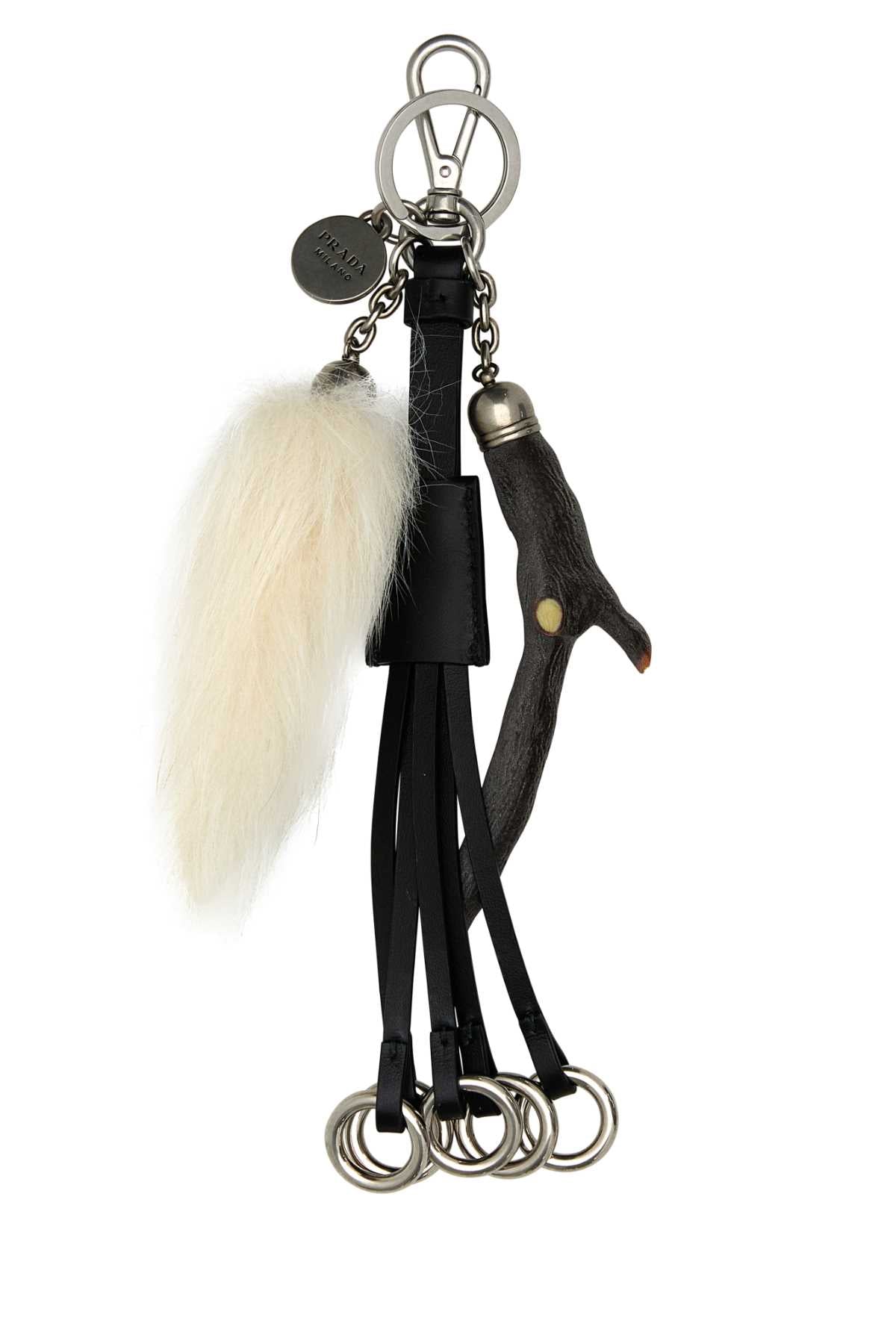 Prada Women Black Leather Key Ring PRADA