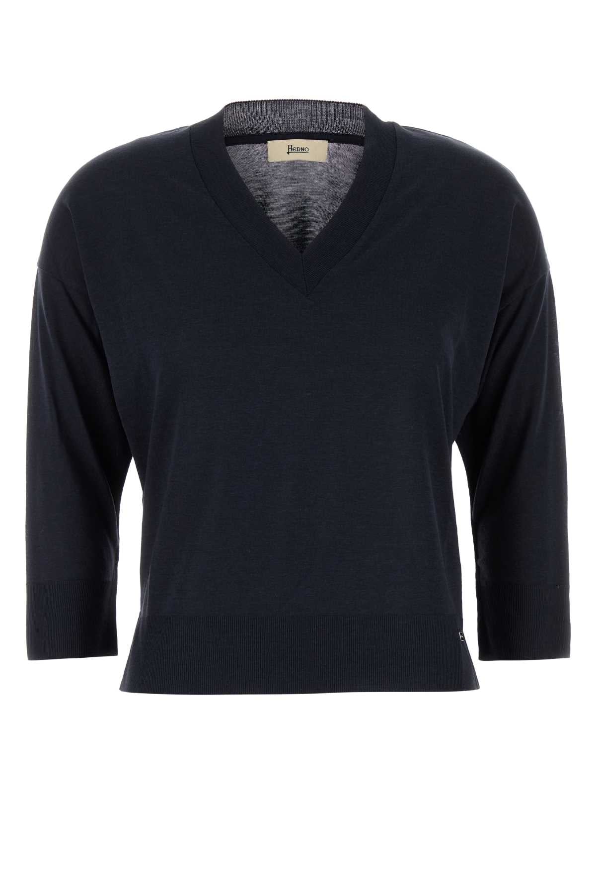 Herno Women Midnight Blue Lyocell Blend T-Shirt HERNO