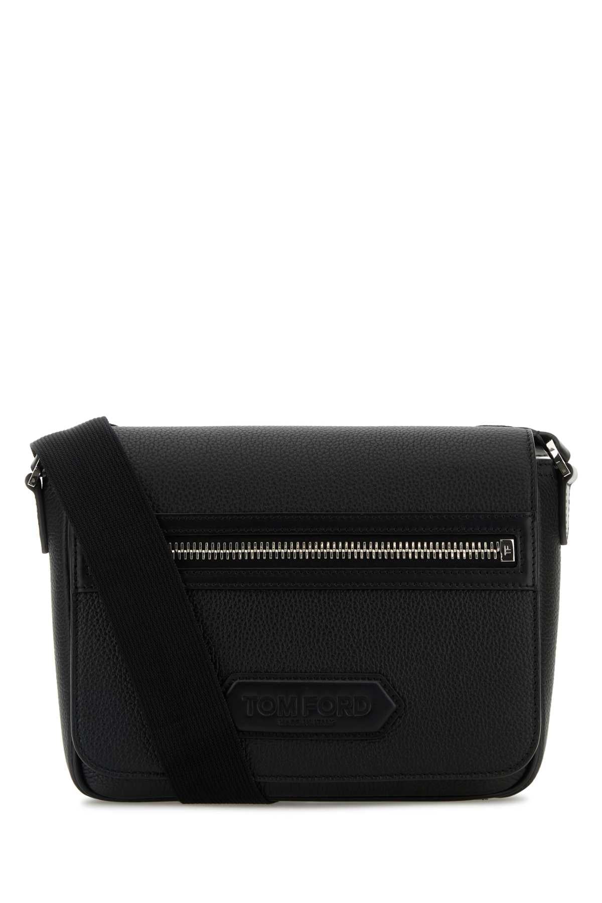 Tom Ford Men Black Leather Small Traveller Crossbody Bag TOM FORD