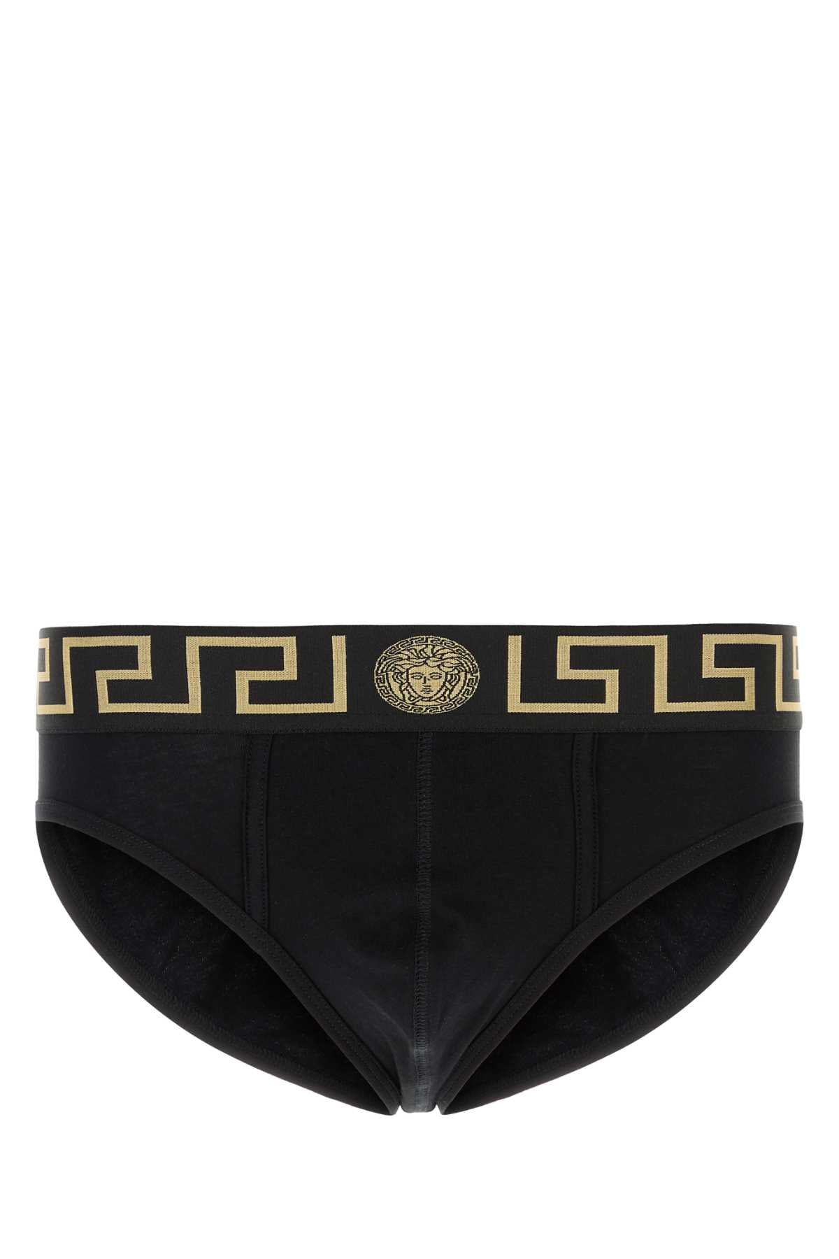 Versace Men Black Stretch Cotton Brief Set VERSACE