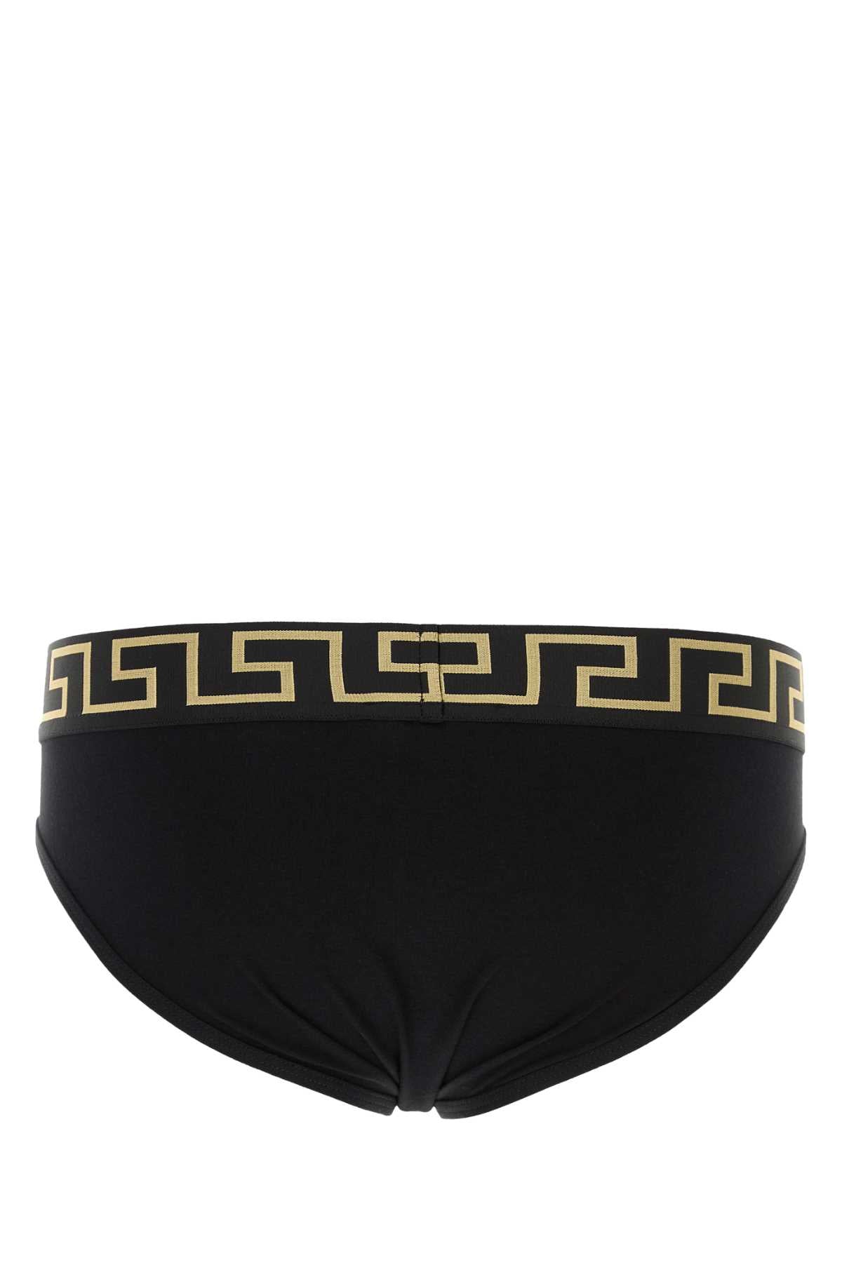Versace Men Black Stretch Cotton Brief Set VERSACE