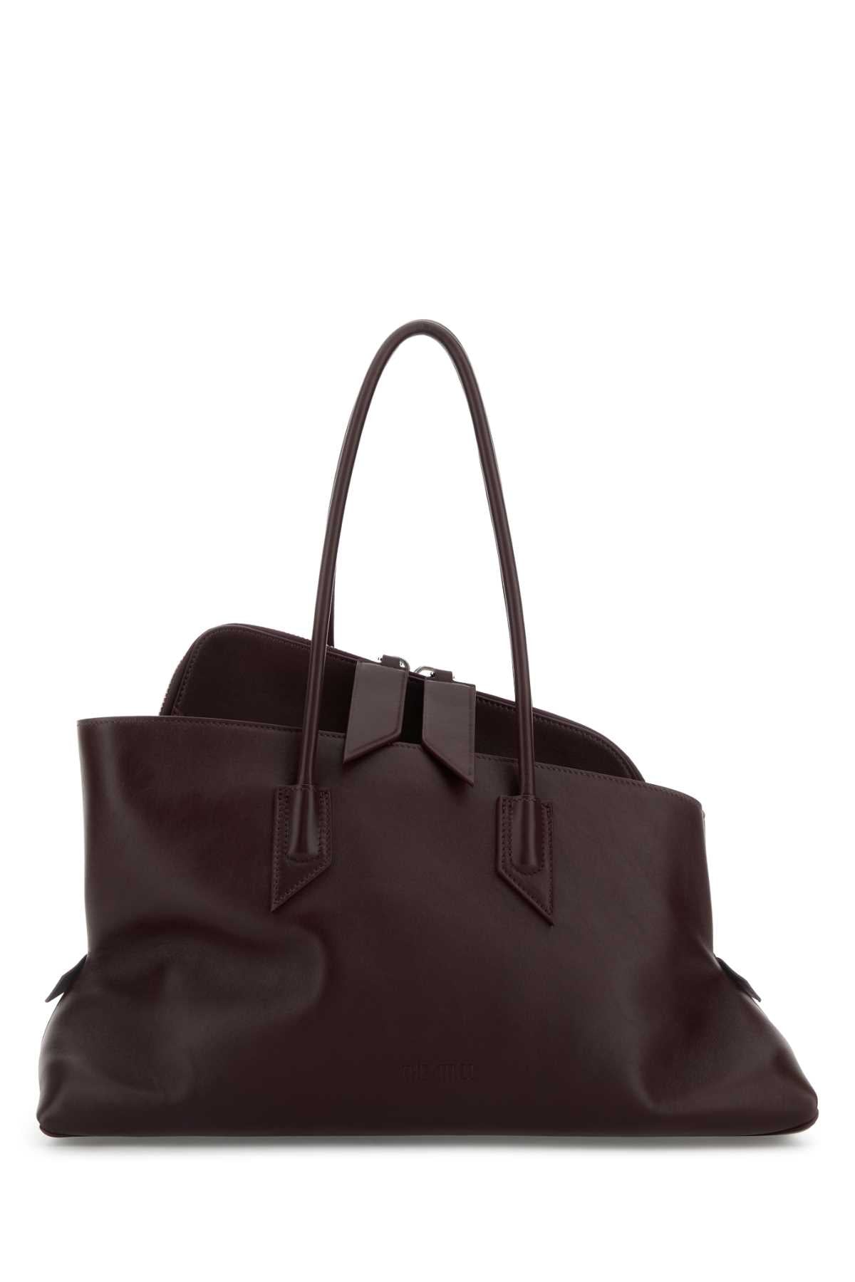 The Attico Women Burgundy Leather Medium La Passeggiata Shoulder Bag THE ATTICO