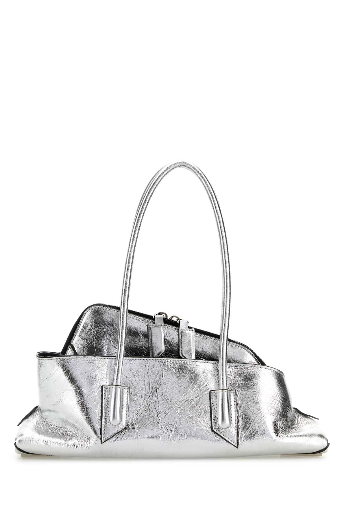 The Attico Women Silver Leather Small La Passeggiata Handbag THE ATTICO