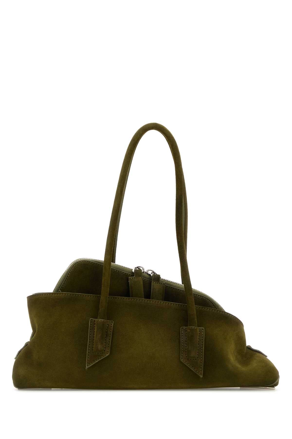 The Attico Women Olive Green Suede Small La Passeggiata Handbag THE ATTICO