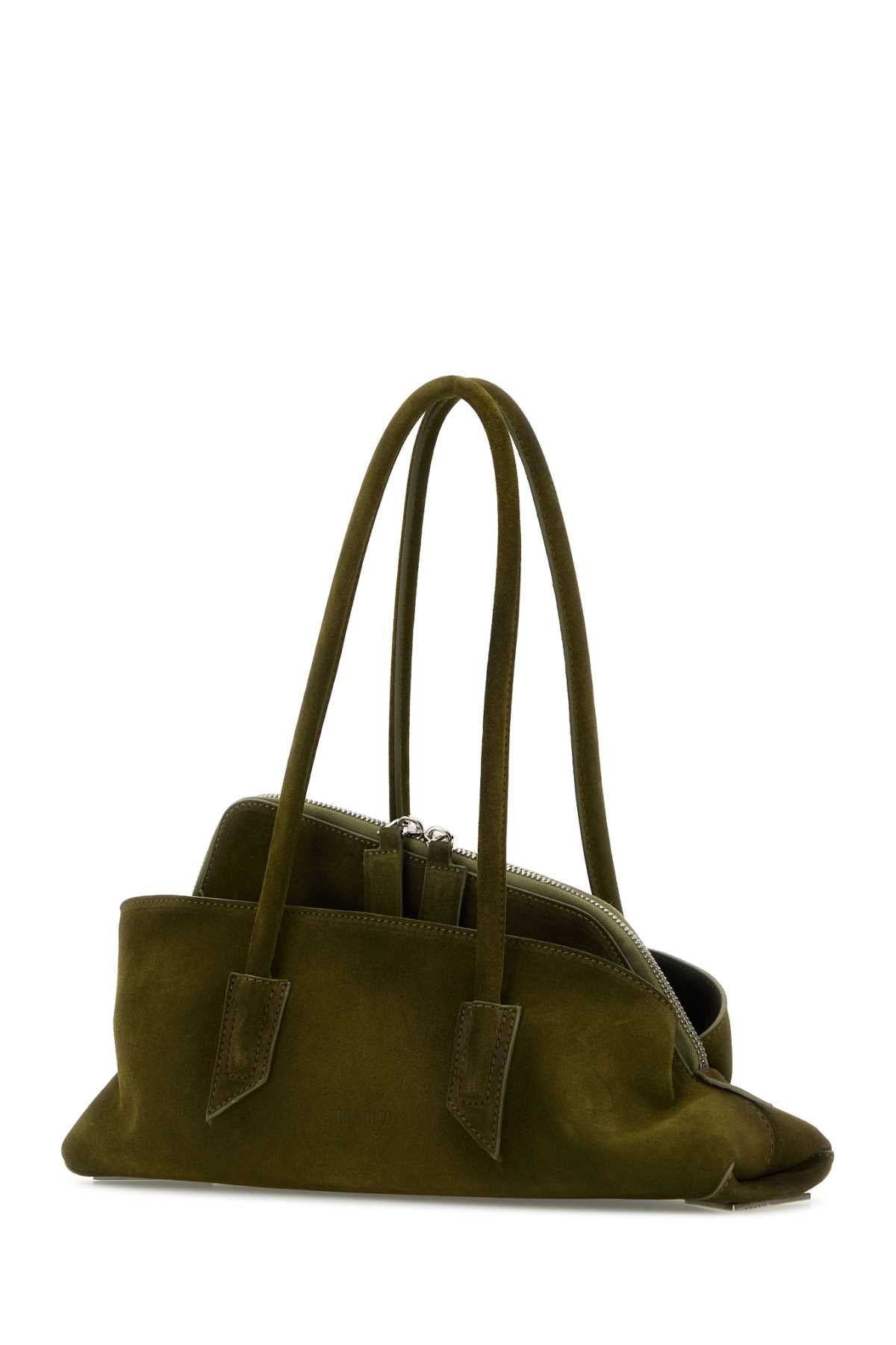 The Attico Women Olive Green Suede Small La Passeggiata Handbag THE ATTICO