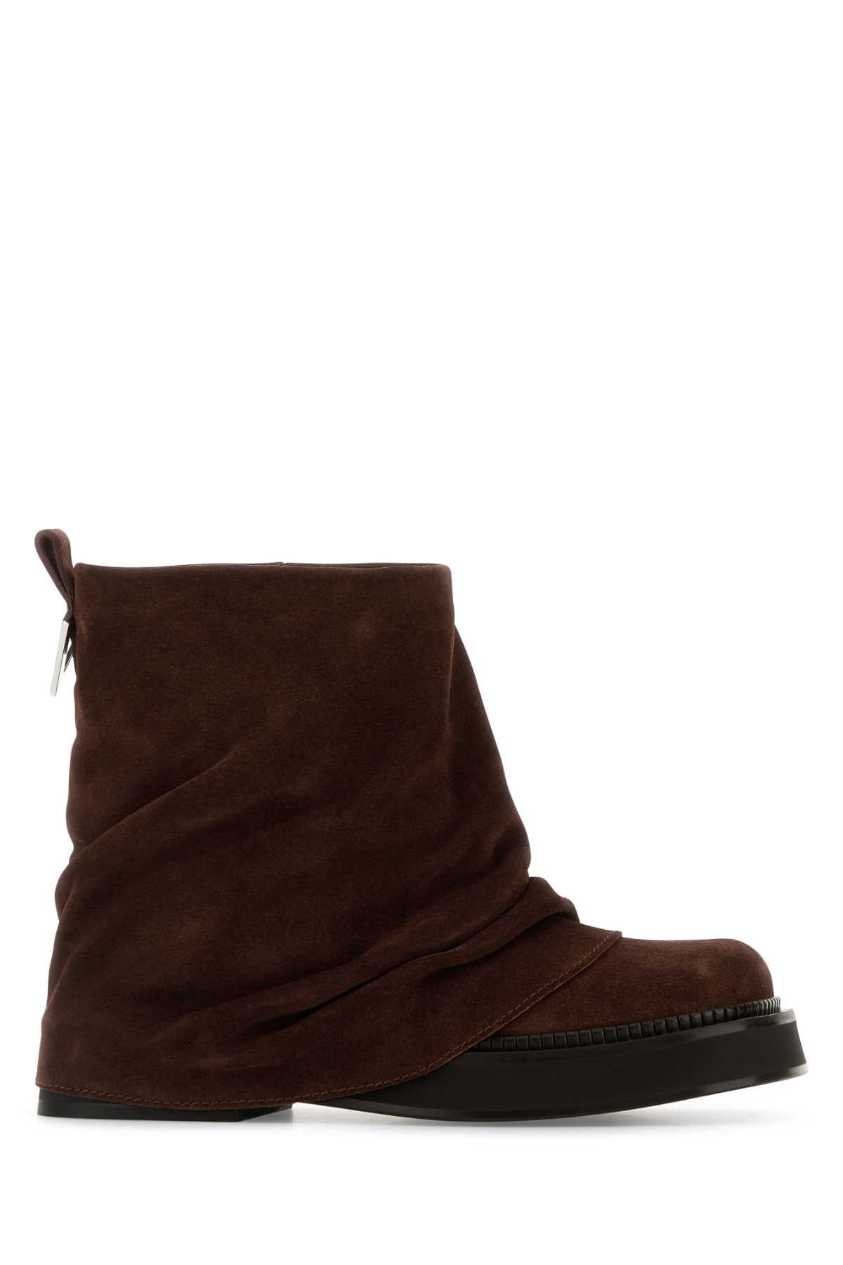 The Attico Women Brown Suede Mini Robin Ankle Boots THE ATTICO