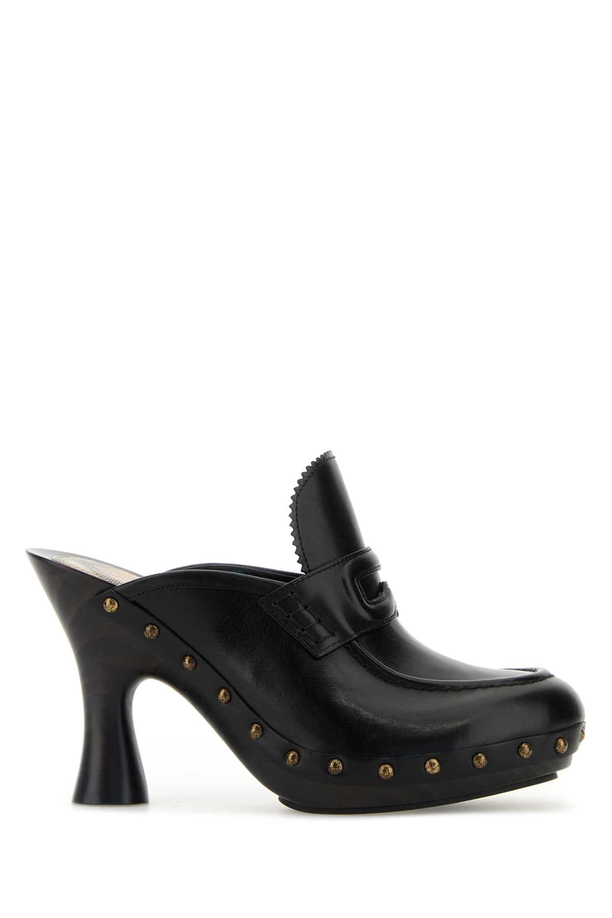 Burberry Women Black Leather Mules BURBERRY
